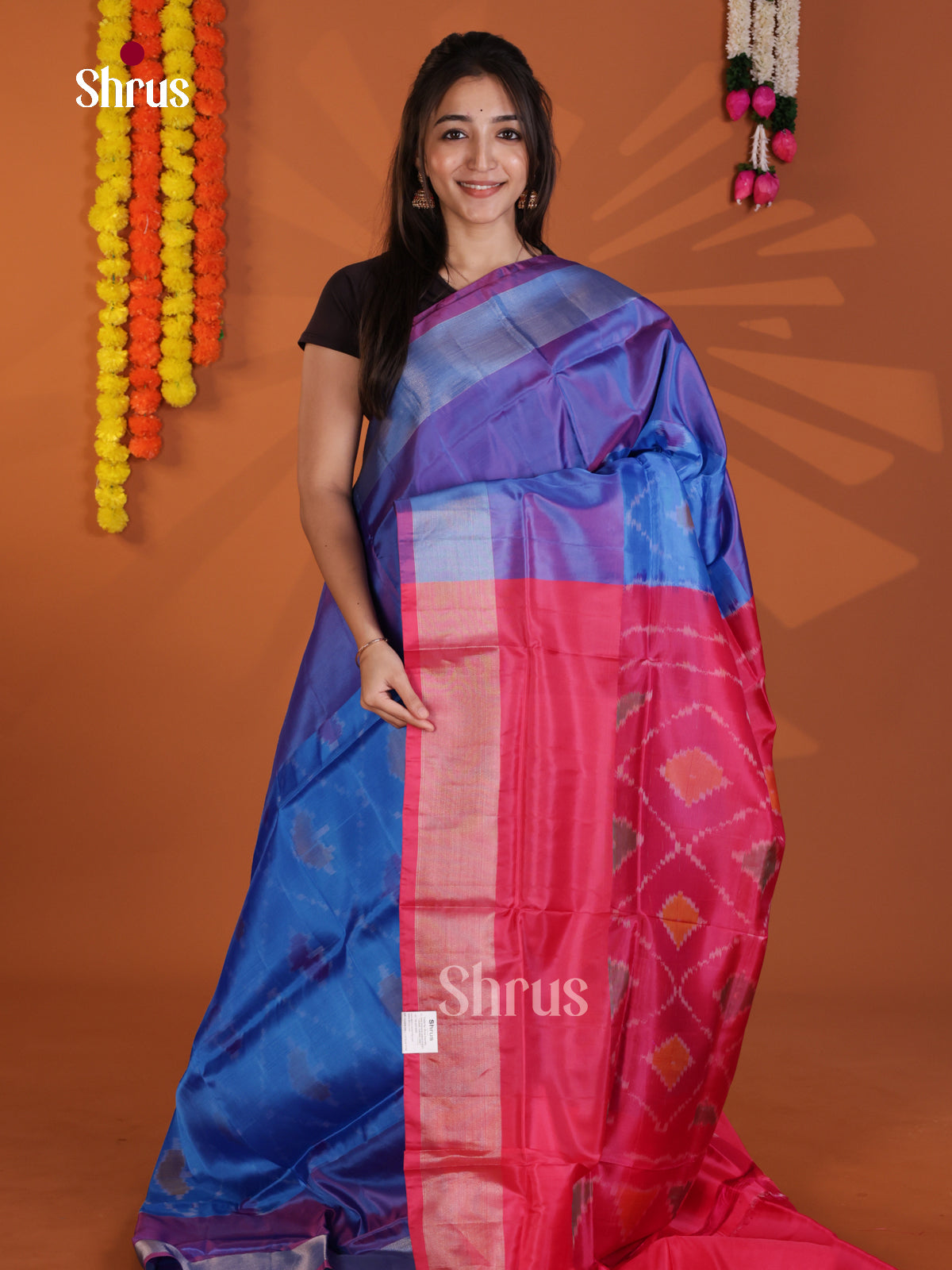 Blue & Pink- Semi uppada Saree