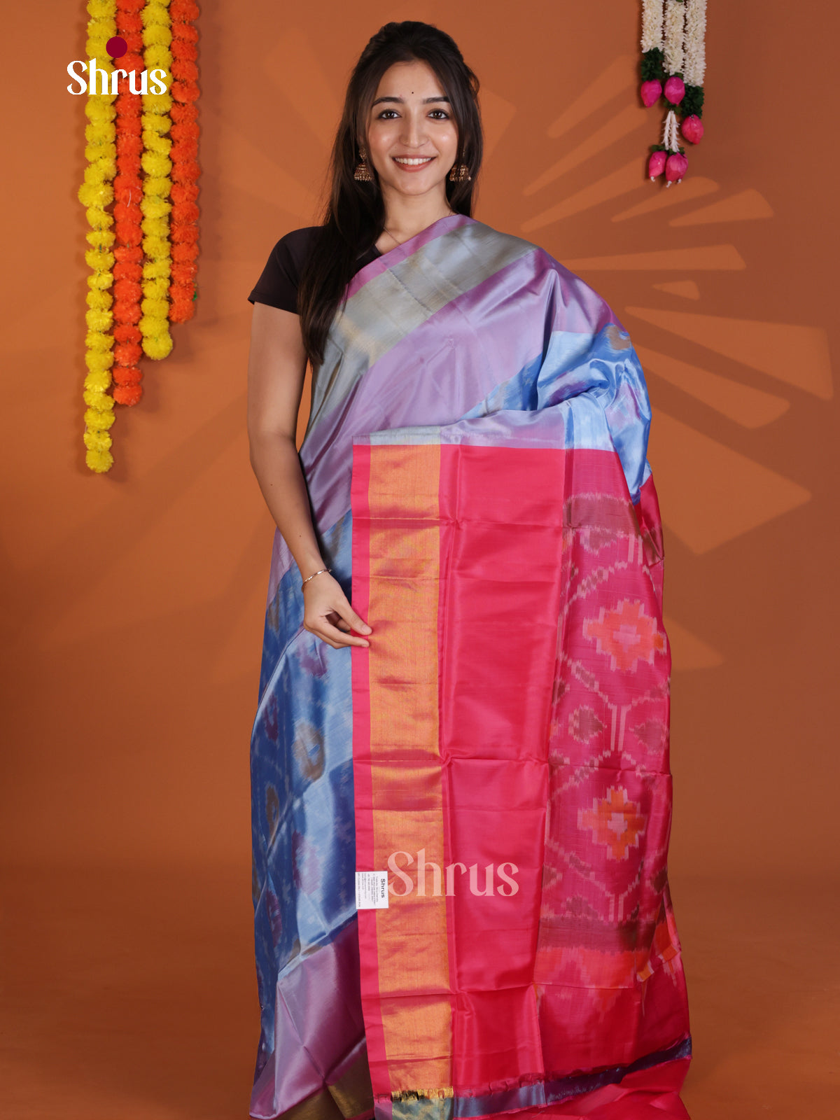 Blue & Purple - Semi uppada Saree