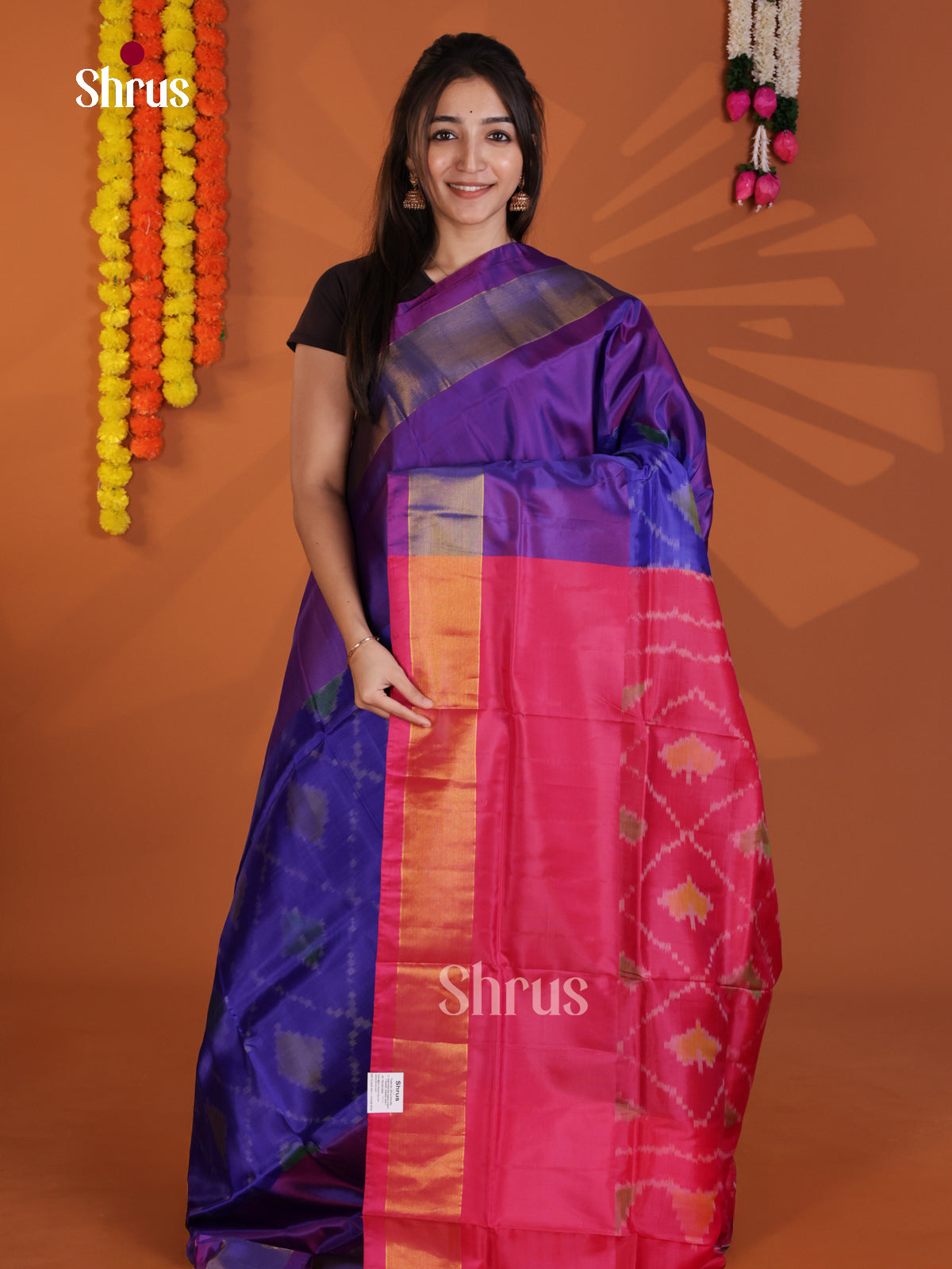 Blue & Pink - Semi uppada Saree