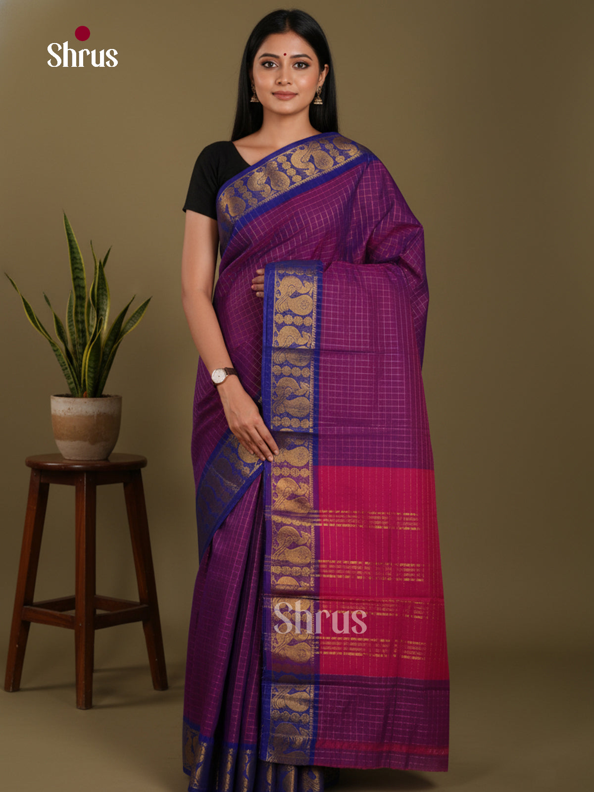 DKS28096 - Chettinad Mix Cotton-Without Blouse Saree