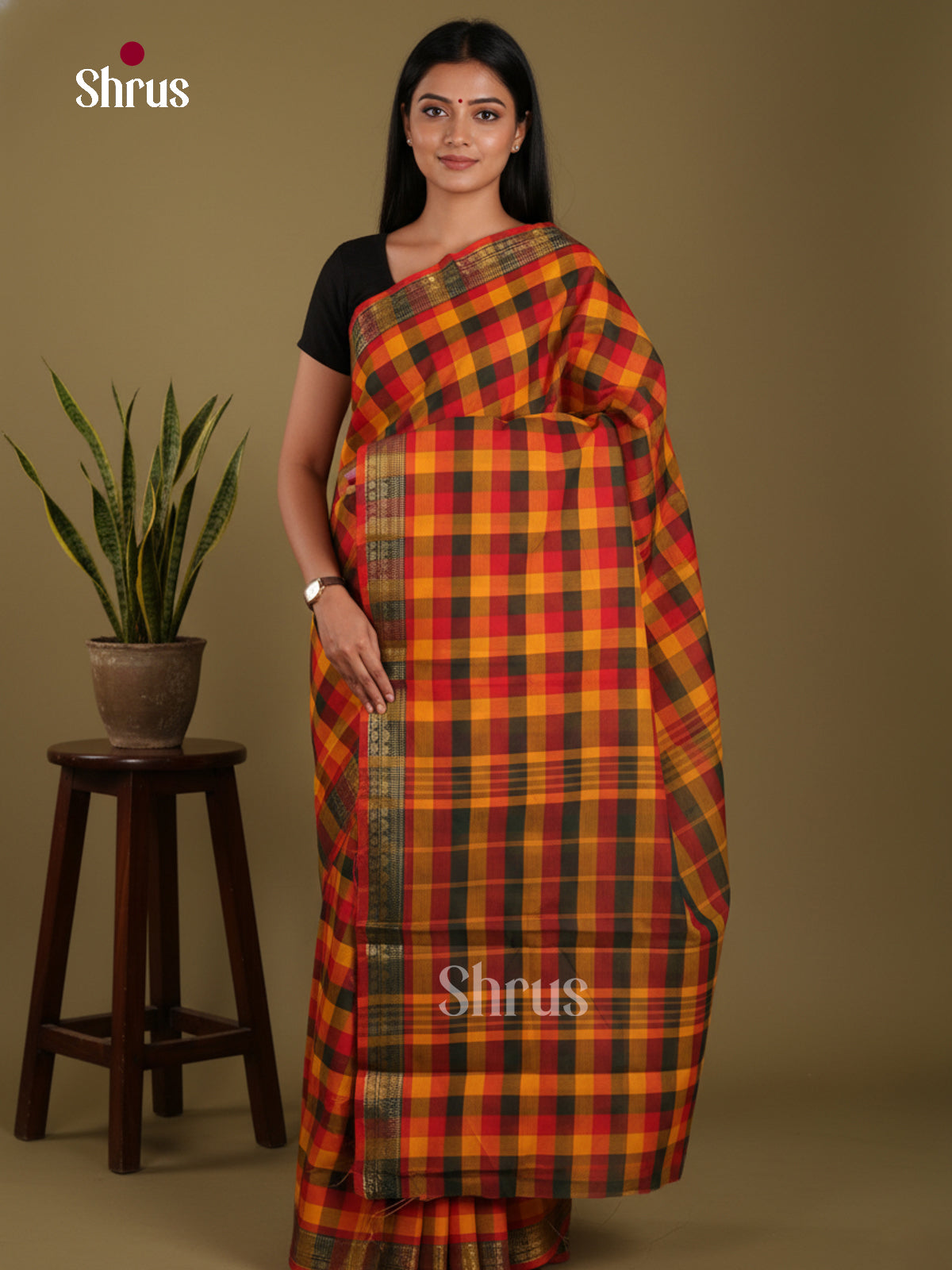 DKS28111 - Chettinad Mix Cotton-Without Blouse Saree
