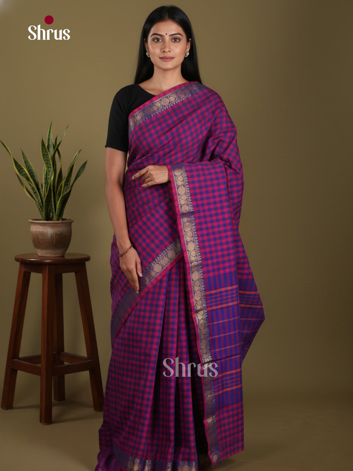 DKS28112 - Chettinad Mix Cotton-Without Blouse Saree