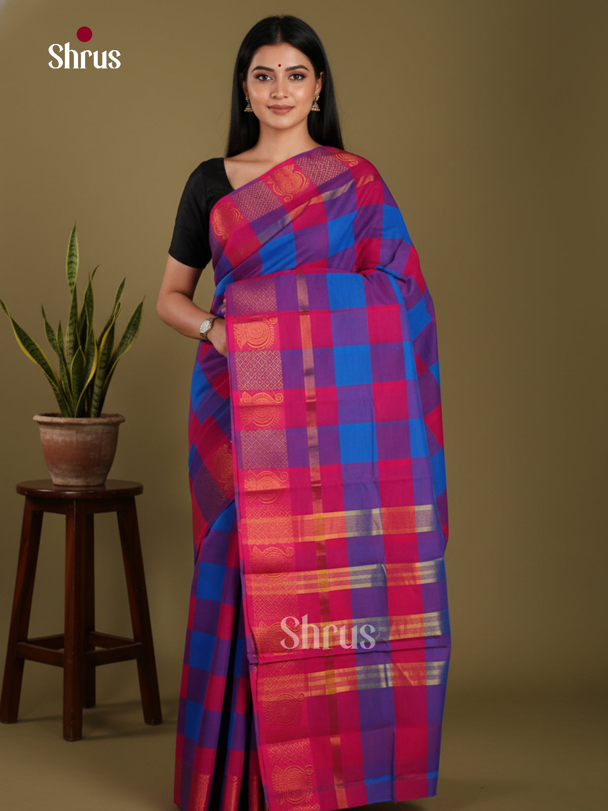 DKS28123 - Chettinad Mix Cotton-Without Blouse Saree