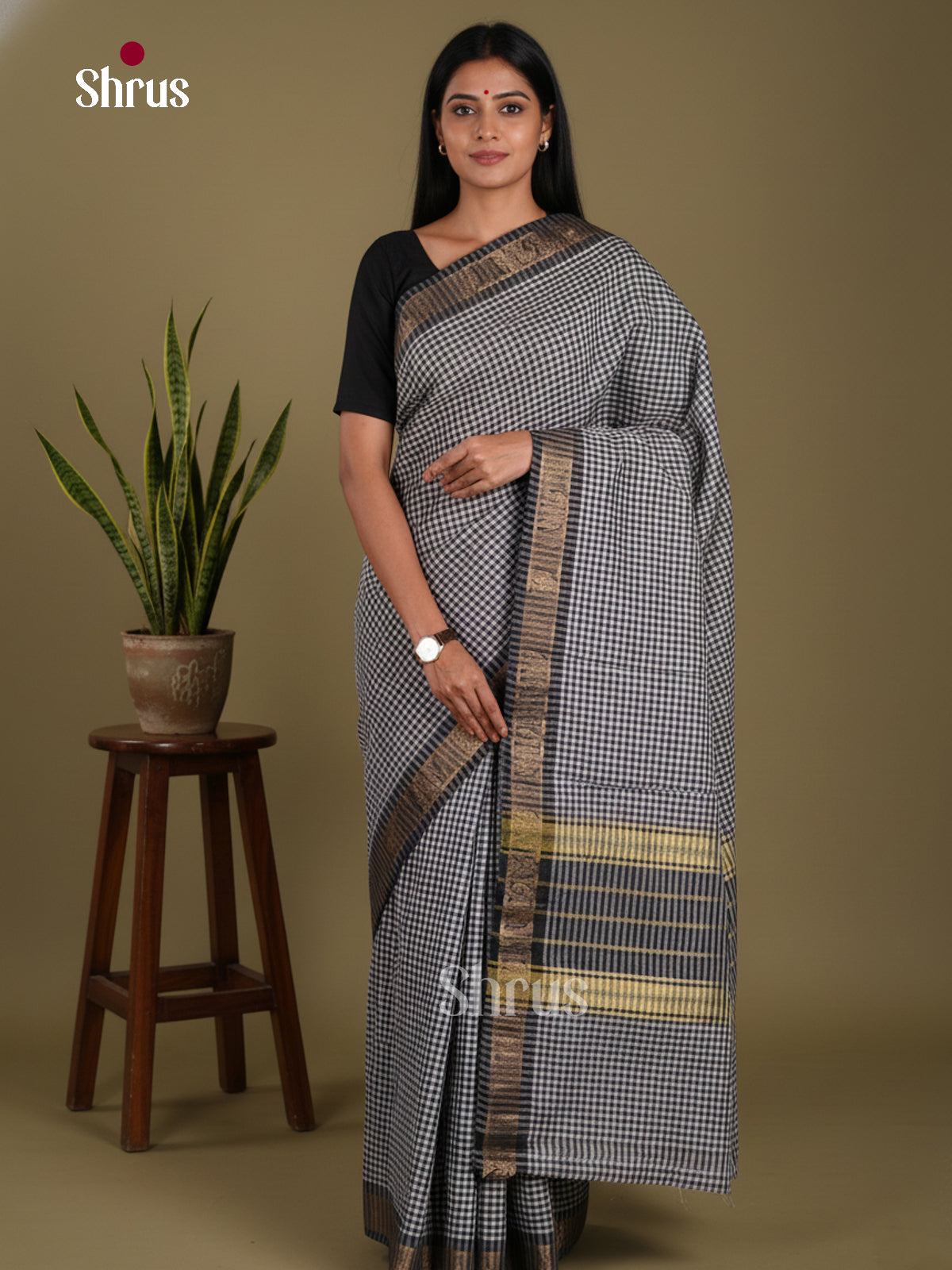 DKS28126 - Chettinad Mix Cotton-Without Blouse Saree - Shop on Shrus.com