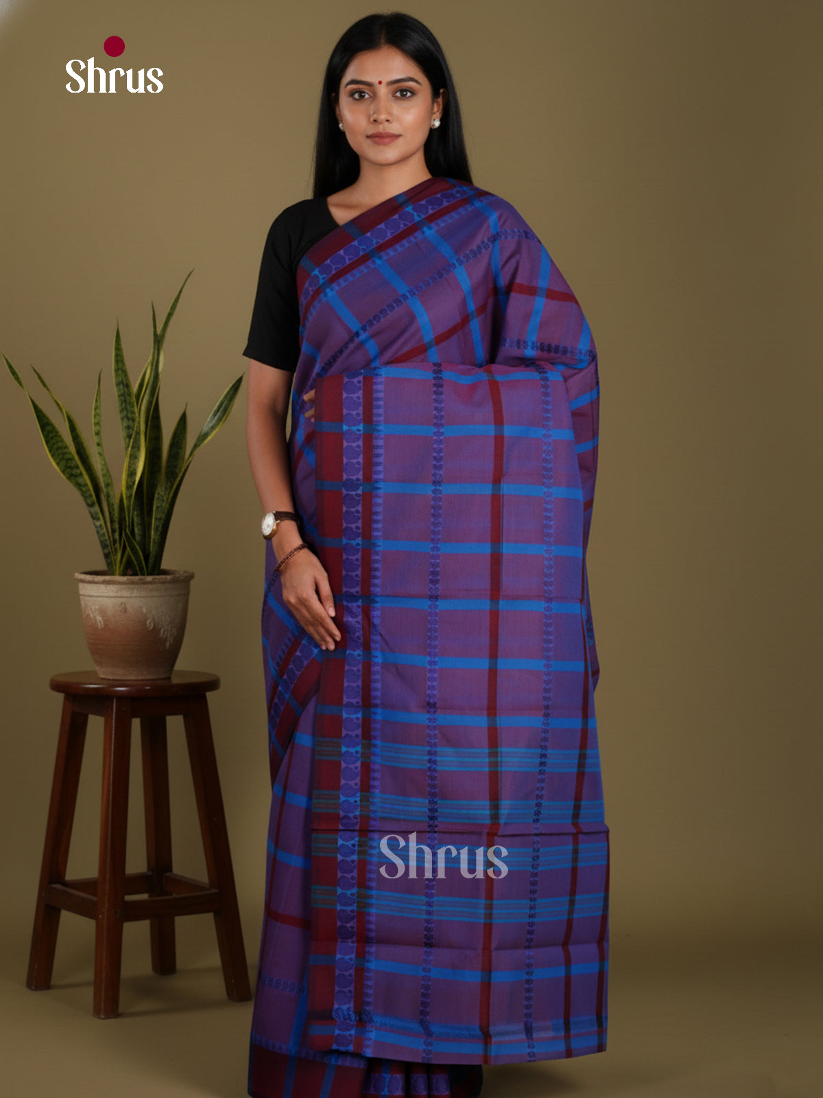 DKS28133 - Chettinad Mix Cotton-Without Blouse Saree