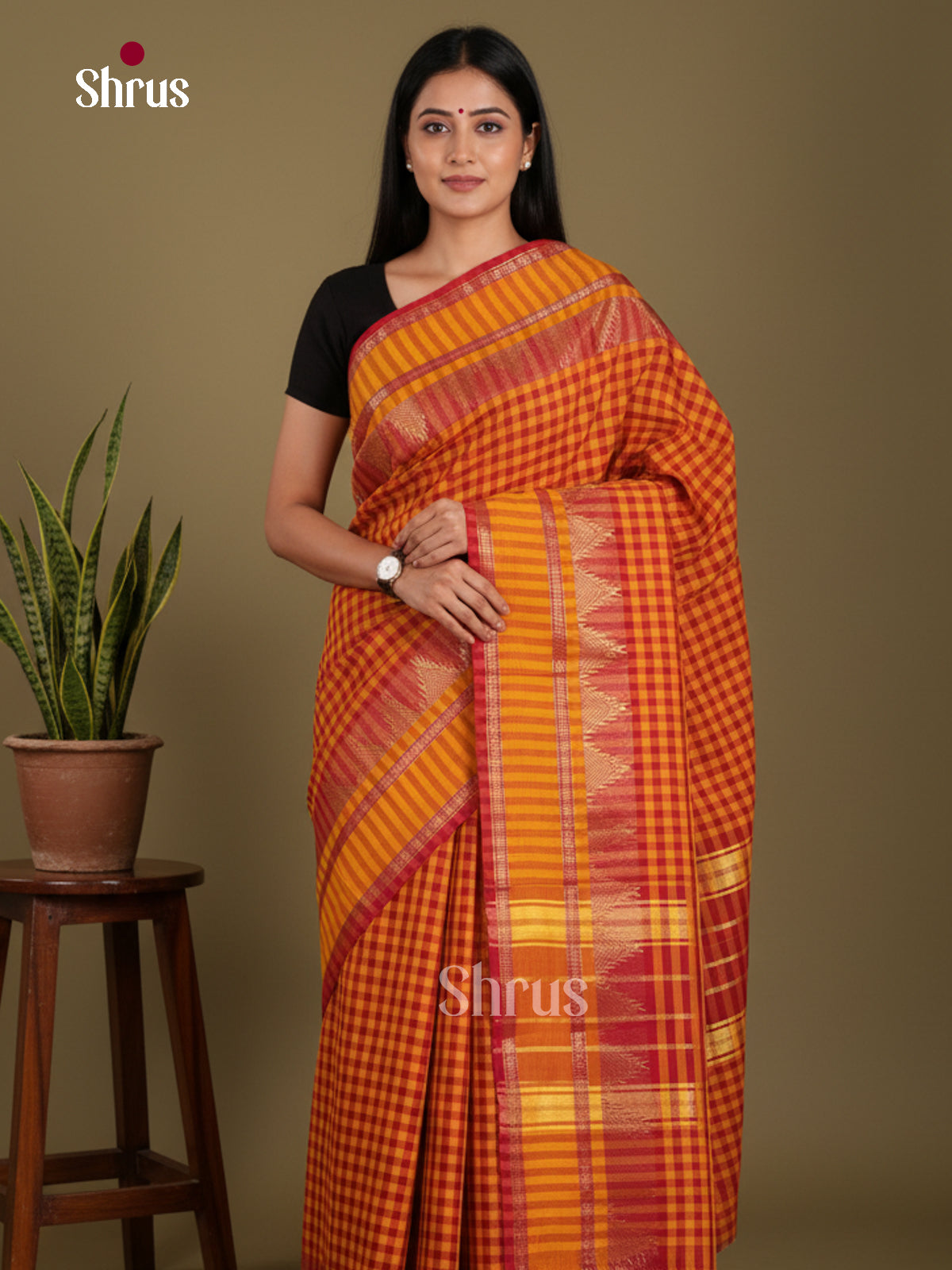 DKS28148 - Chettinad Mix Cotton-Without Blouse Saree