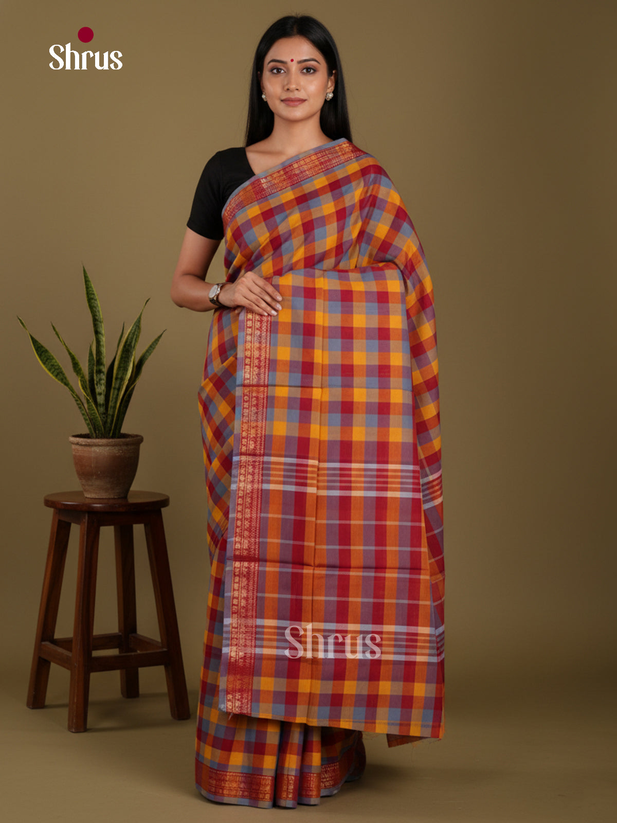 DKS28150 - Chettinad Mix Cotton-Without Blouse Saree