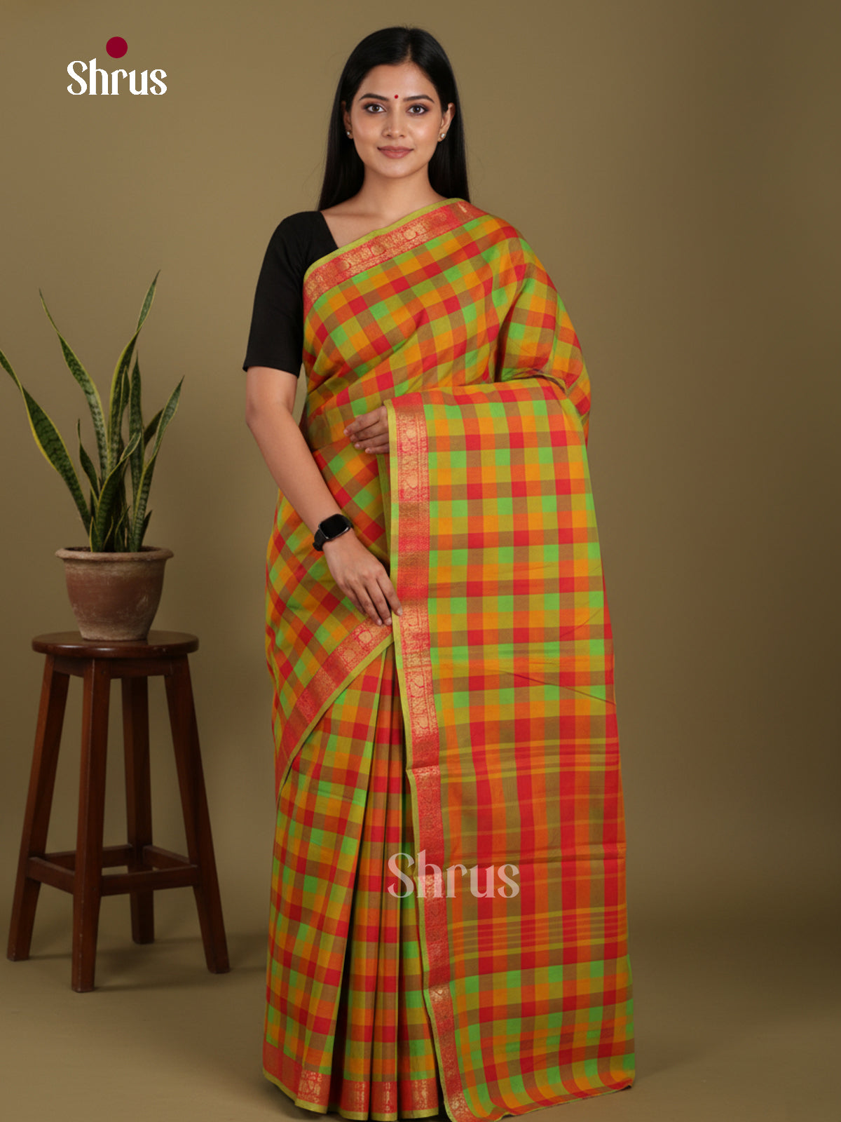 DKS28152 - Chettinad Mix Cotton-Without Blouse Saree