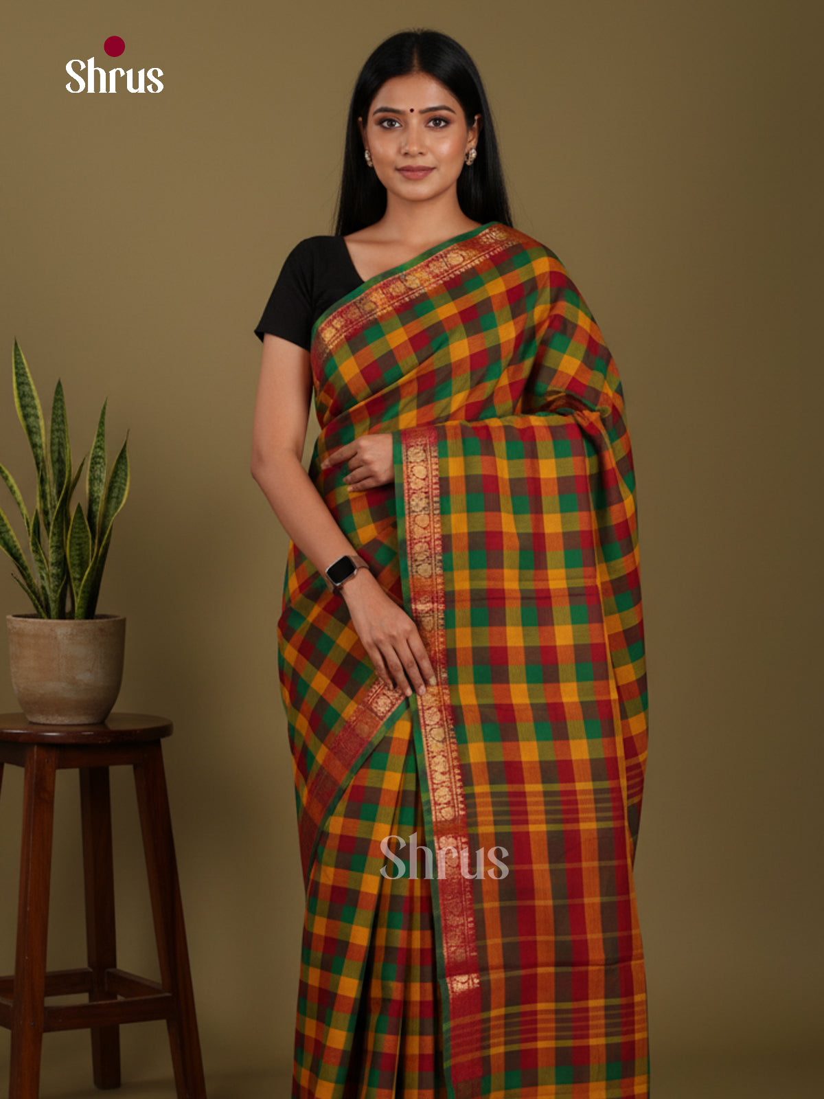 DKS28153 - Chettinad Mix Cotton-Without Blouse Saree