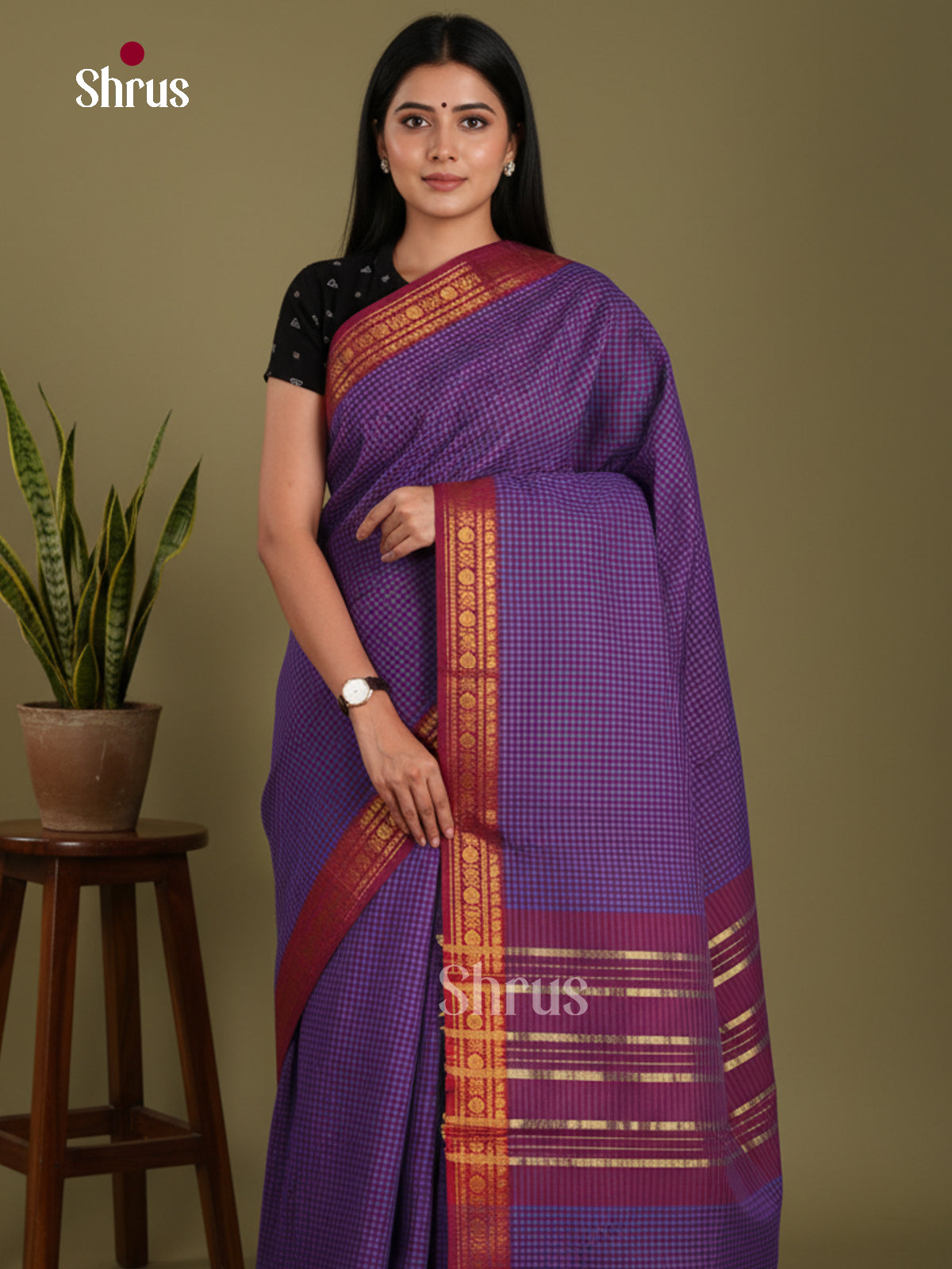 DKS28159 - Chettinad Mix Cotton-Without Blouse Saree