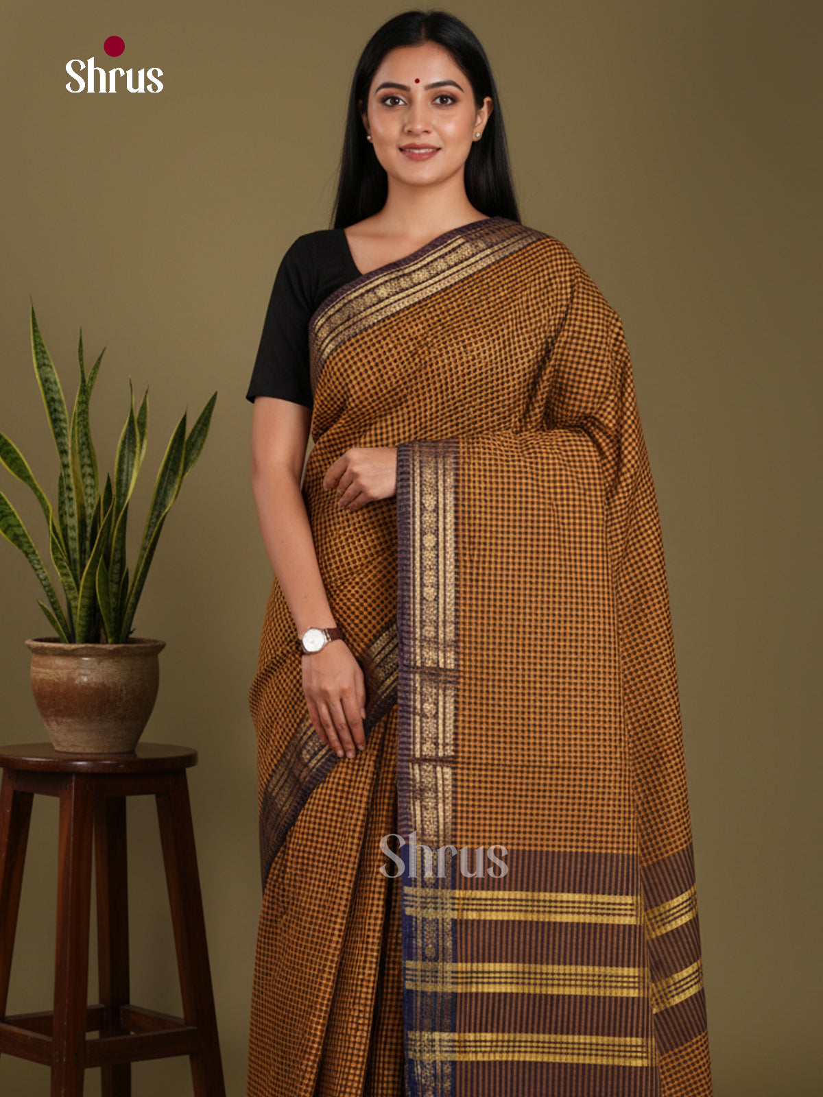 DKS28160 - Chettinad Mix Cotton-Without Blouse Saree
