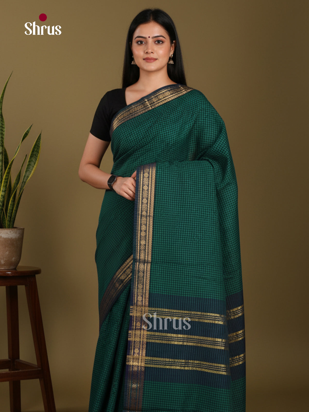 DKS28161 - Chettinad Mix Cotton-Without Blouse Saree - Shop on Shrus.com