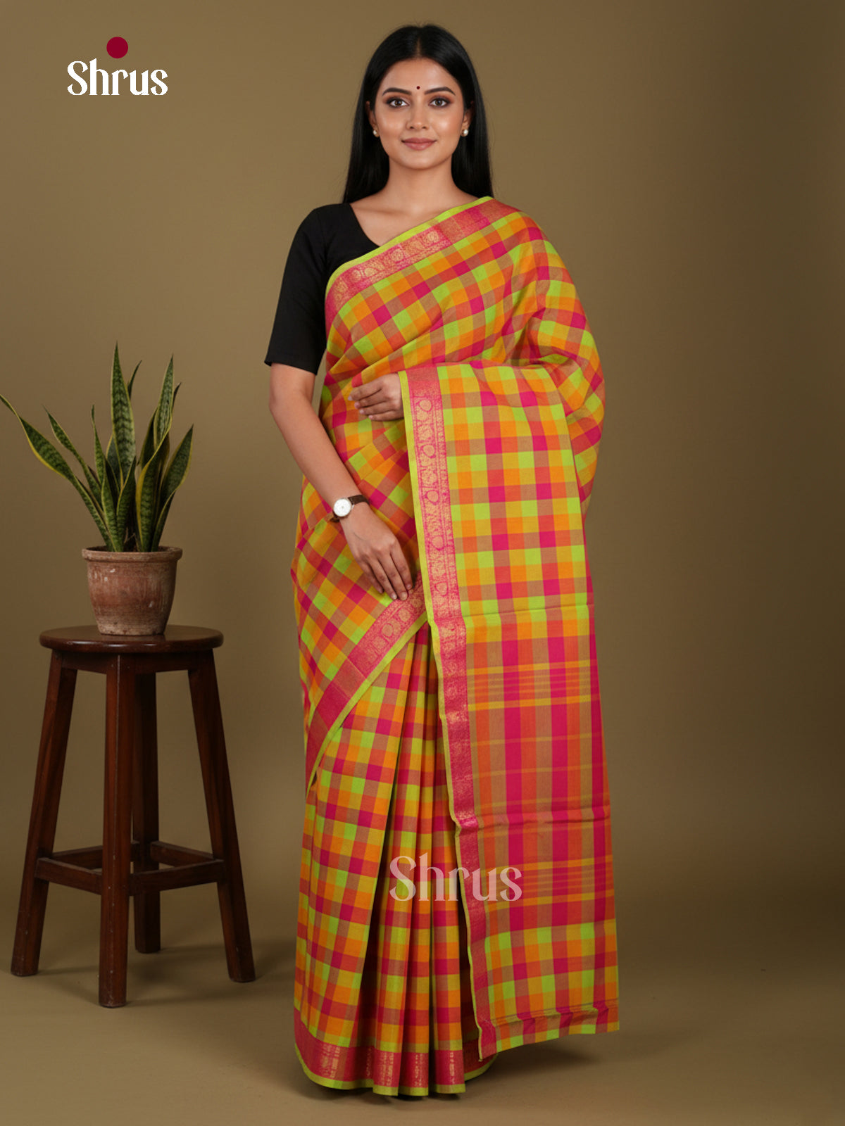 DKS28164 - Chettinad Mix Cotton-Without Blouse Saree