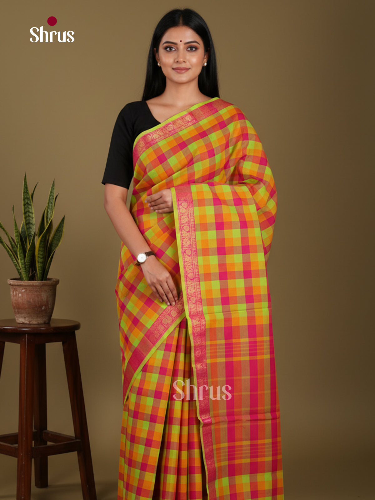 DKS28164 - Chettinad Mix Cotton-Without Blouse Saree