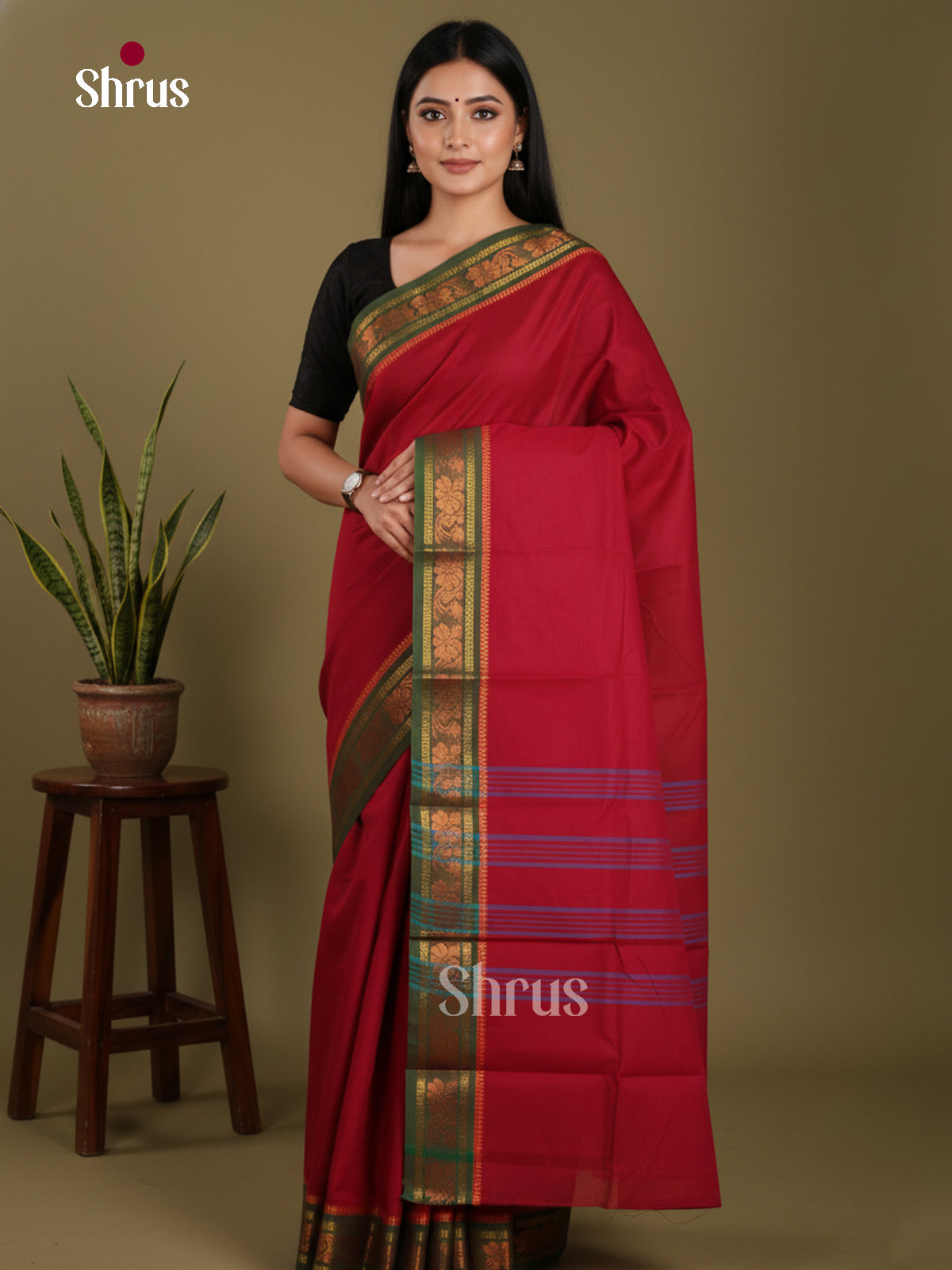 DKS28175 - Chettinad Mix Cotton-Without Blouse Saree
