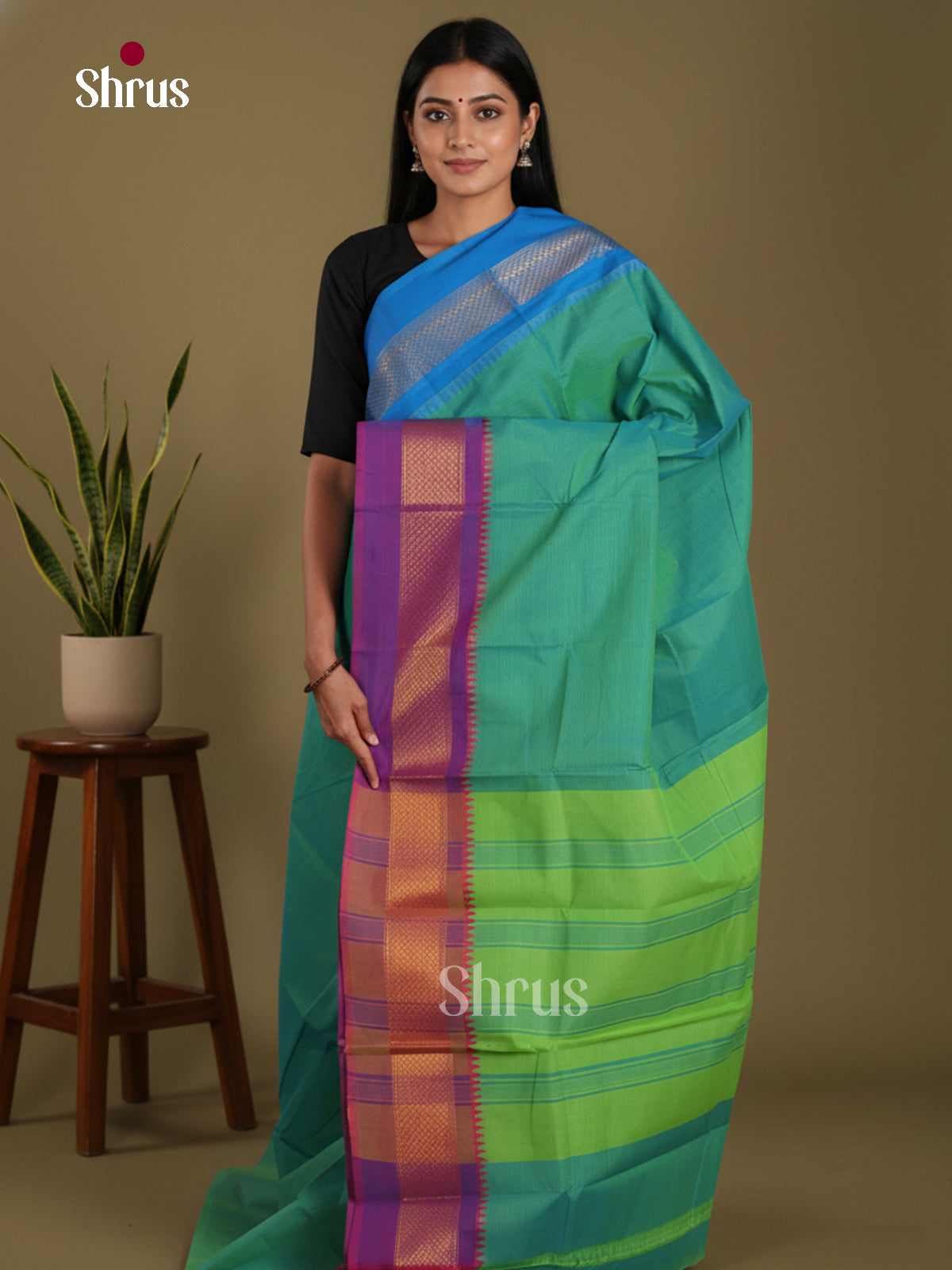 DKS28192 - Chettinad Mix Cotton-Without Blouse Saree