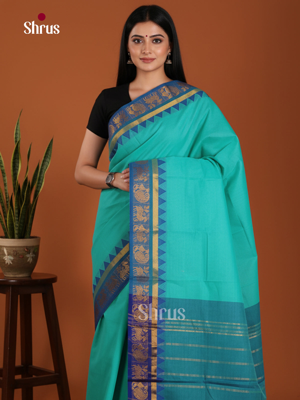 DKS28200 - Chettinad Mix Cotton-Without Blouse Saree - Shop on Shrus.com