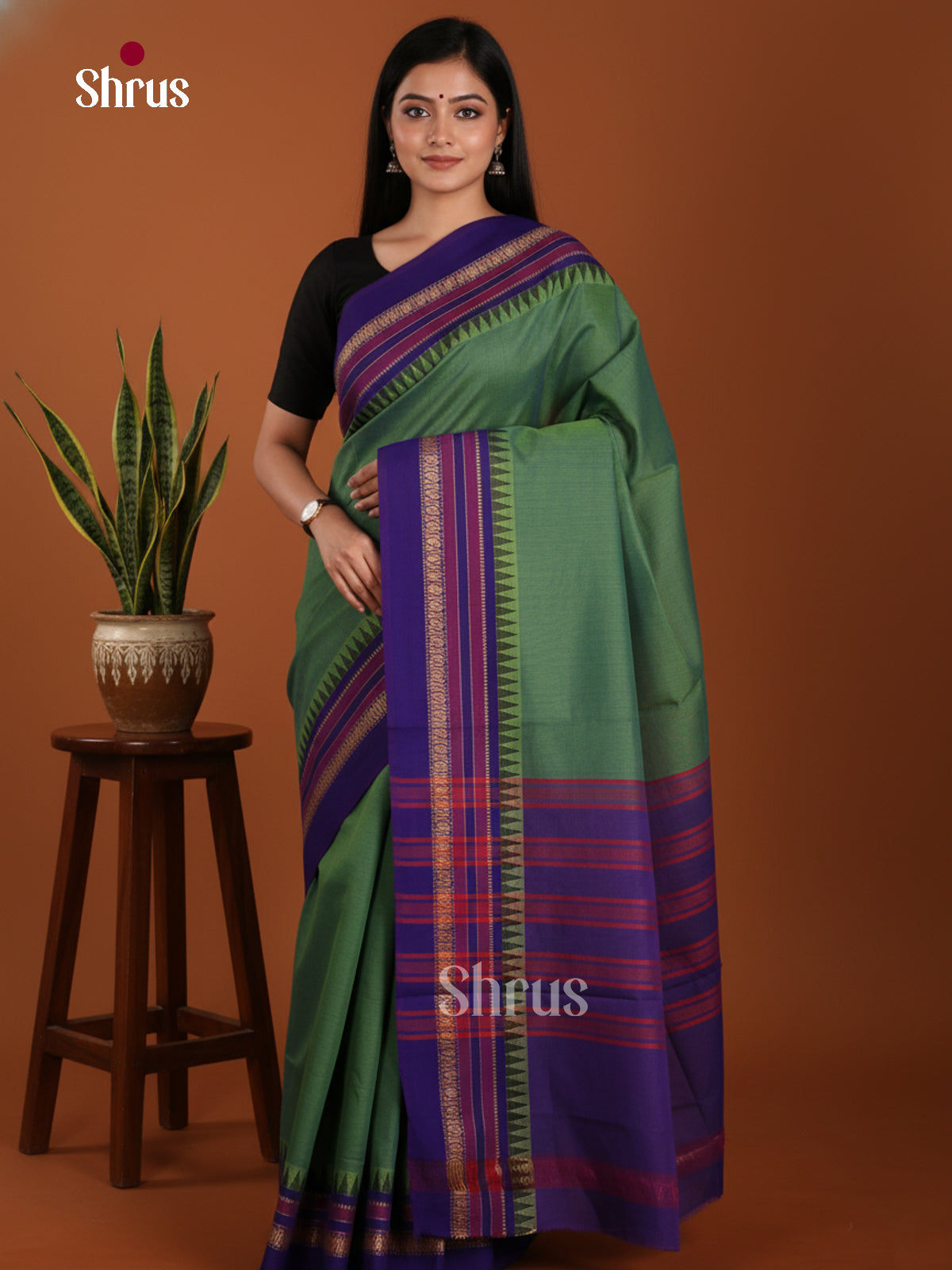 DKS28203 - Chettinad Mix Cotton-Without Blouse Saree - Shop on Shrus.com