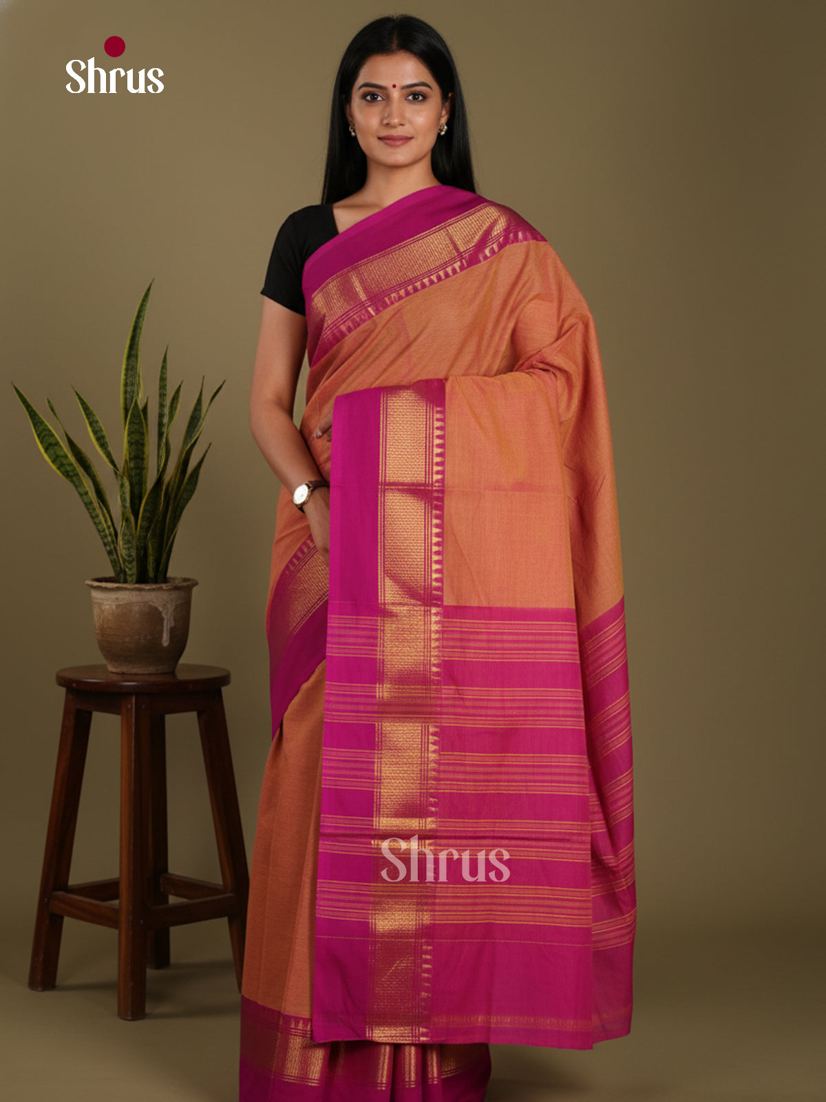 DKS28205 - Chettinad Mix Cotton-Without Blouse Saree