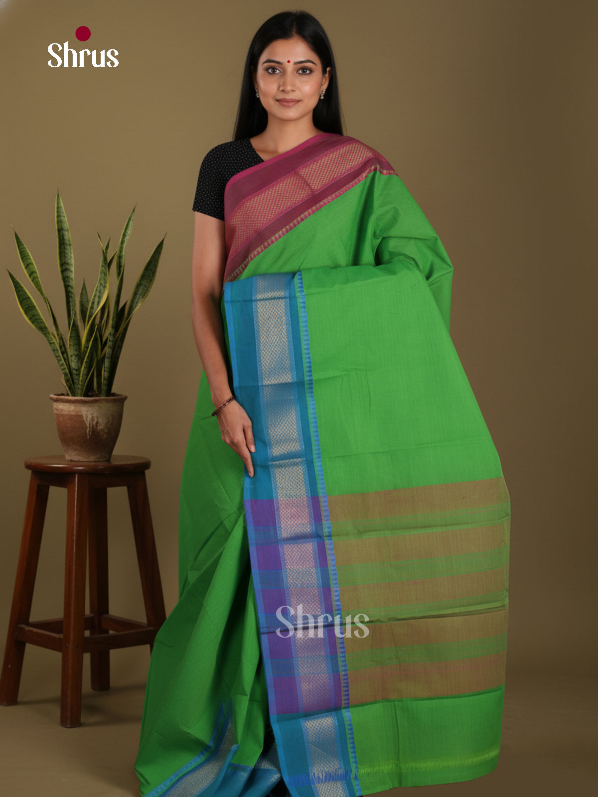 DKS28211 - Chettinad Mix Cotton-Without Blouse Saree