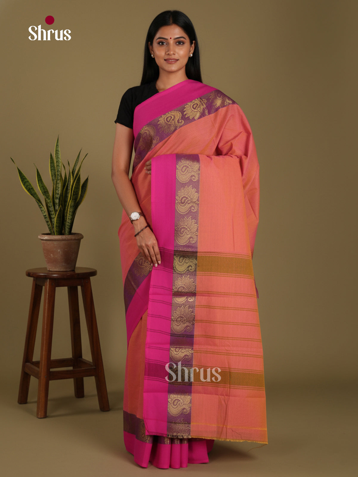 DKS28222 - Chettinad Mix Cotton-Without Blouse Saree
