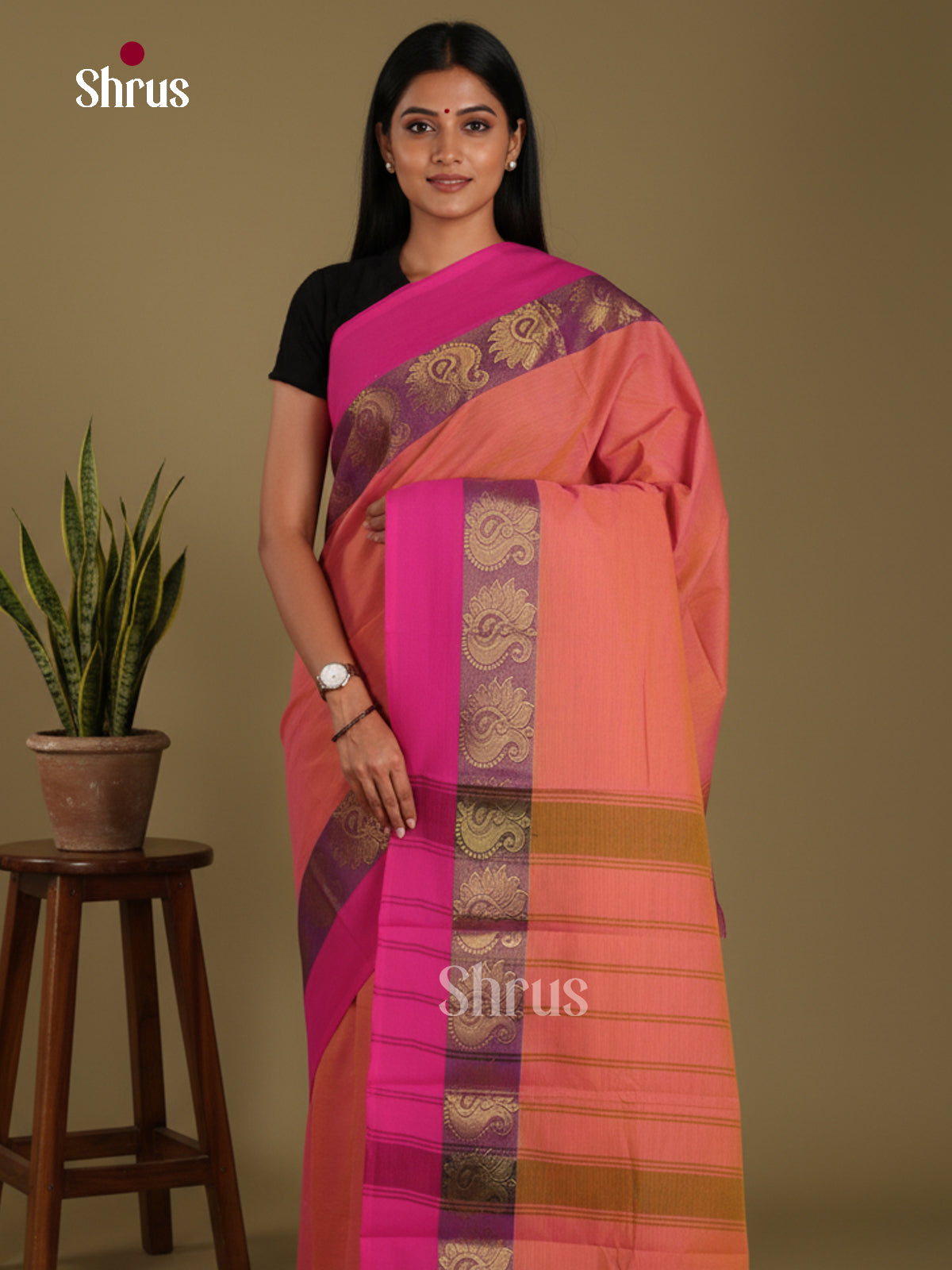 DKS28222 - Chettinad Mix Cotton-Without Blouse Saree