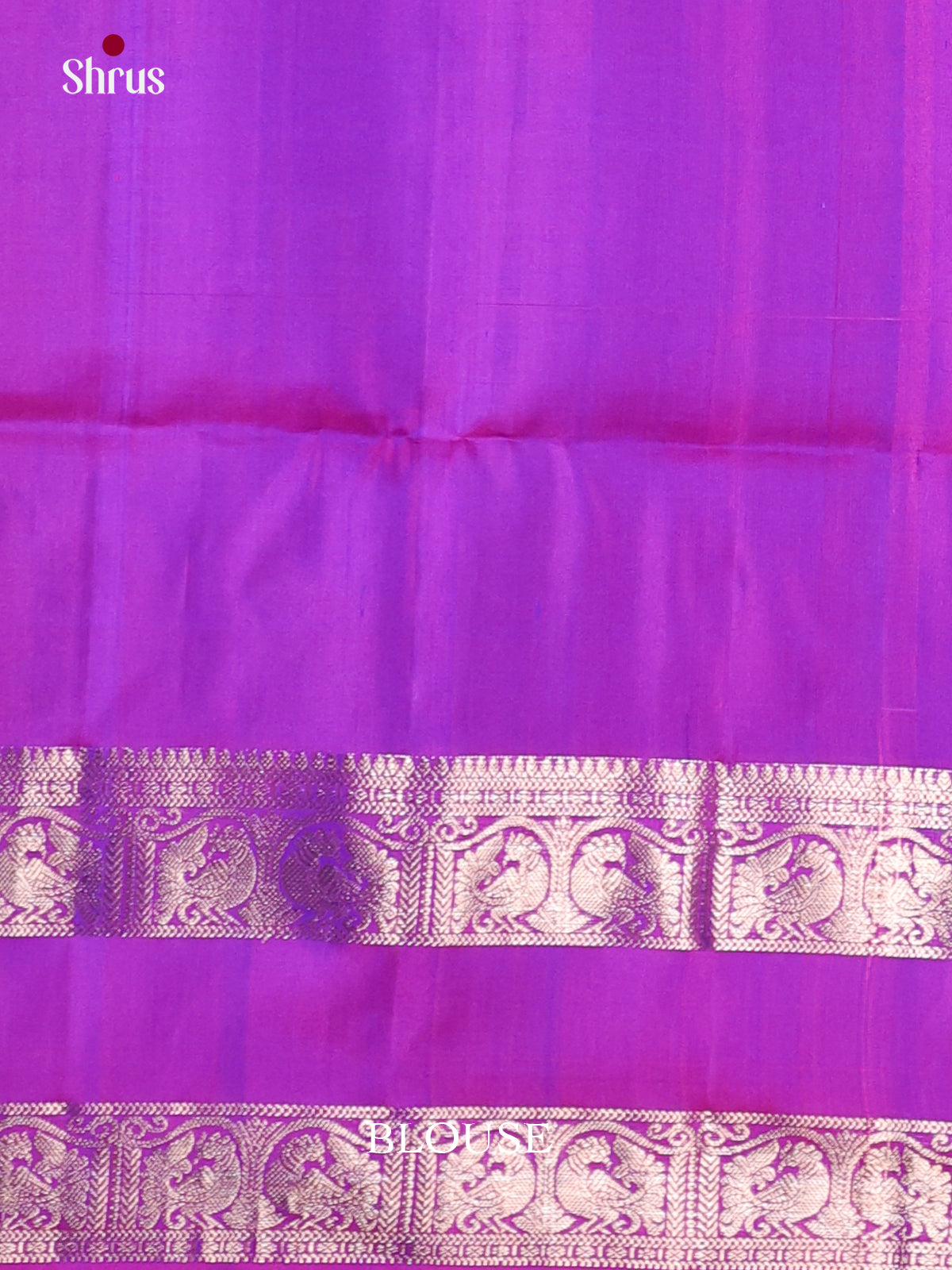 Stunning Blue with Purple Soft Silk Saree with peacock in round motifs & rettaipet border - Shop on Shrus.com