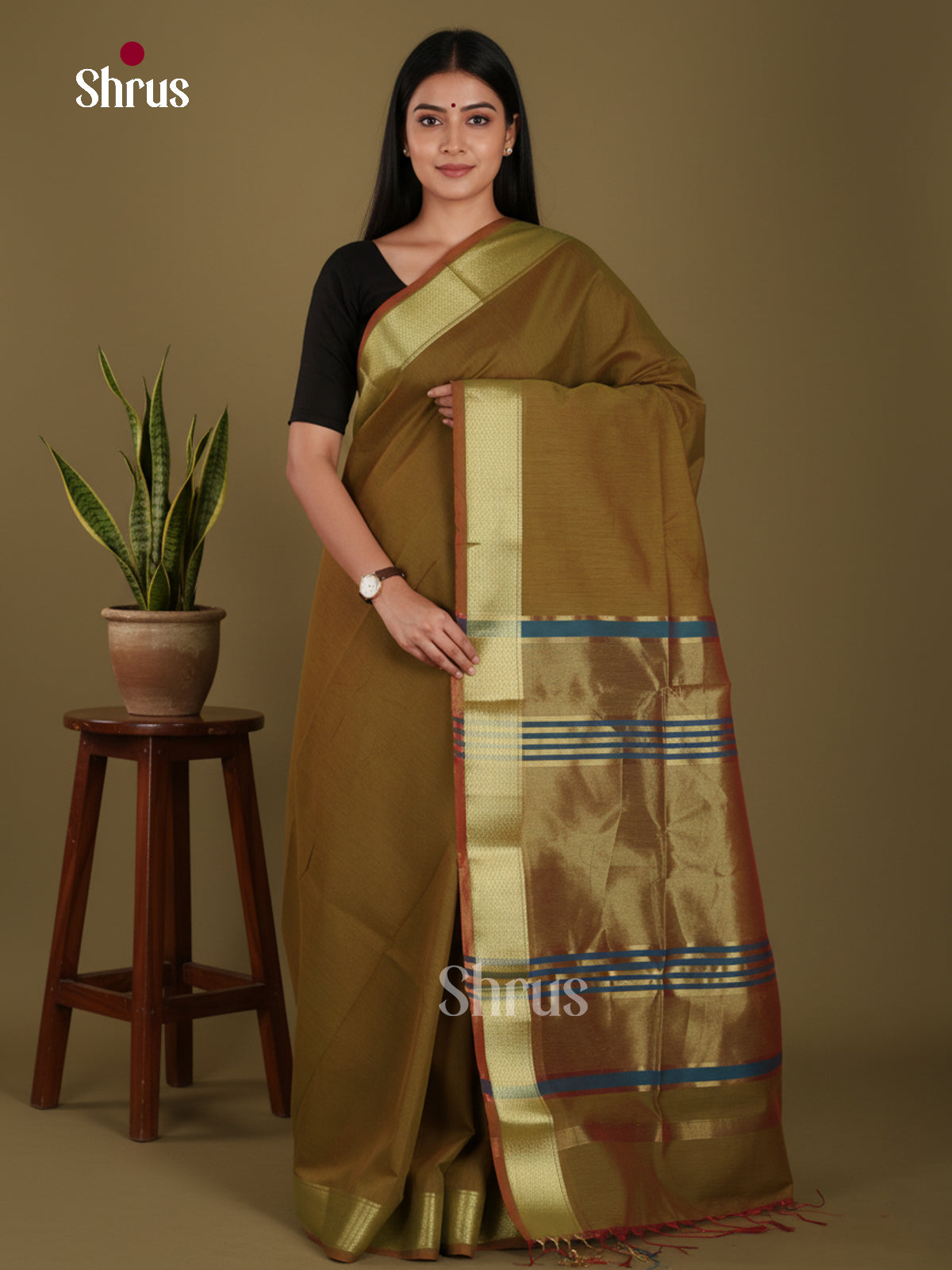 Mehandi Green & Blue- Art Maheshwari Saree