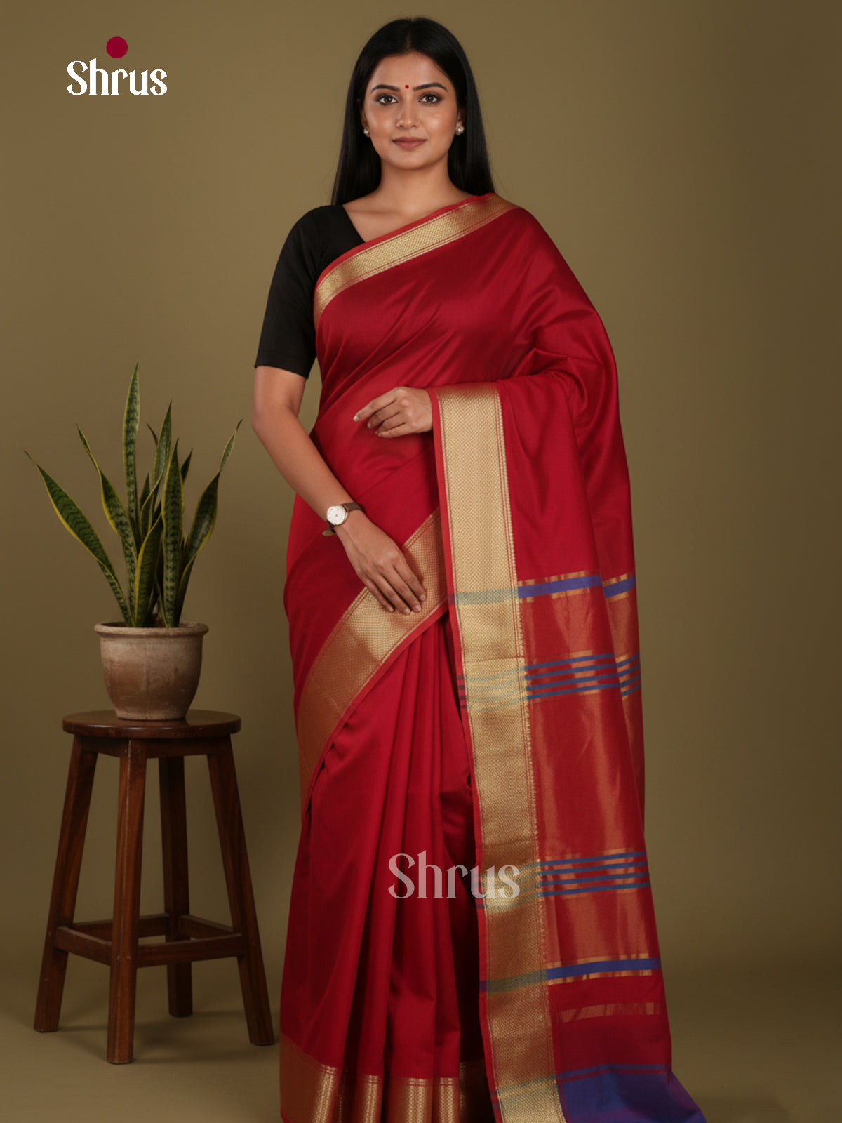 Red & Bluie - Art Maheshwari Saree