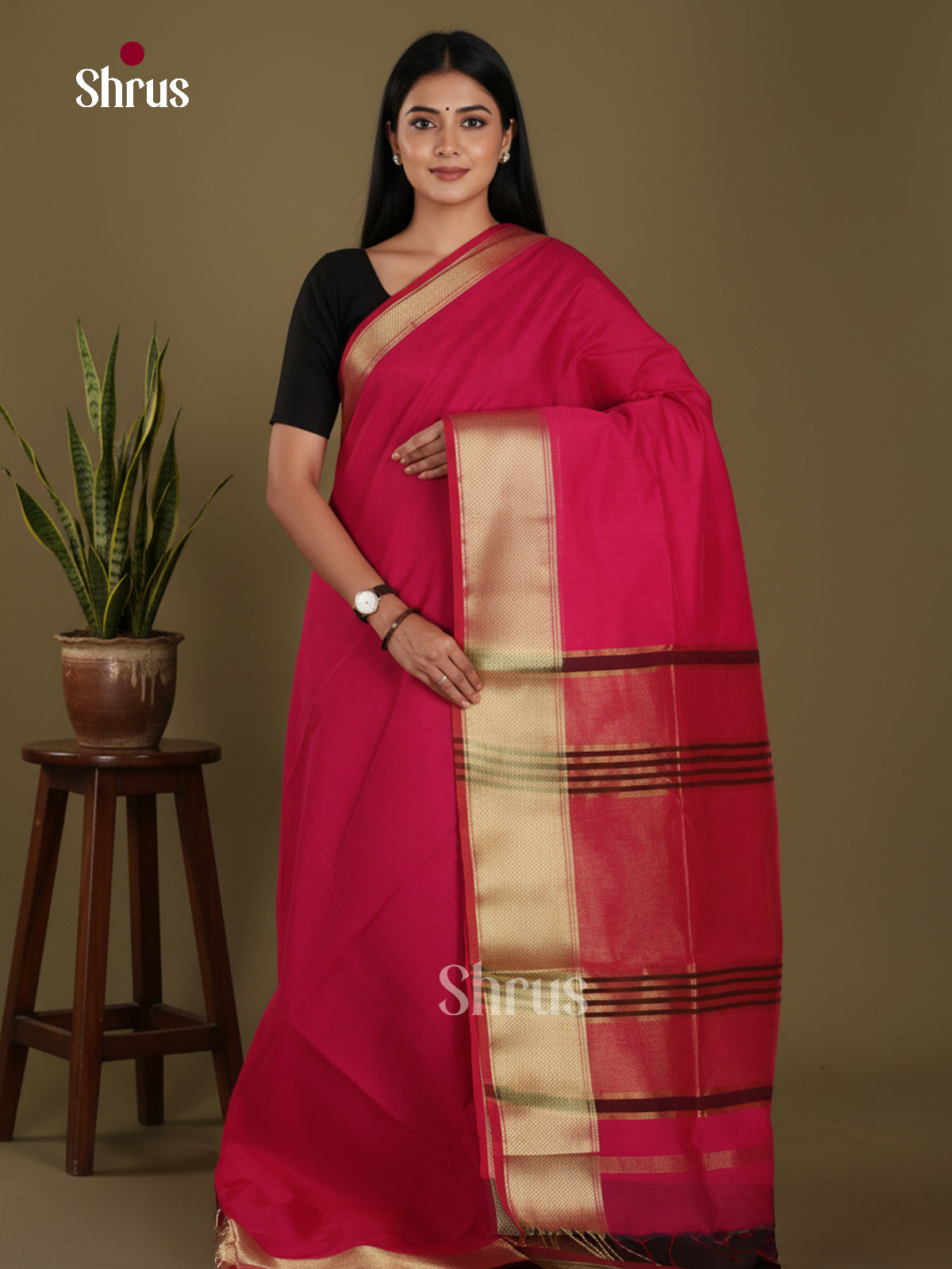 Pink & maroon- Art Maheshwari Saree
