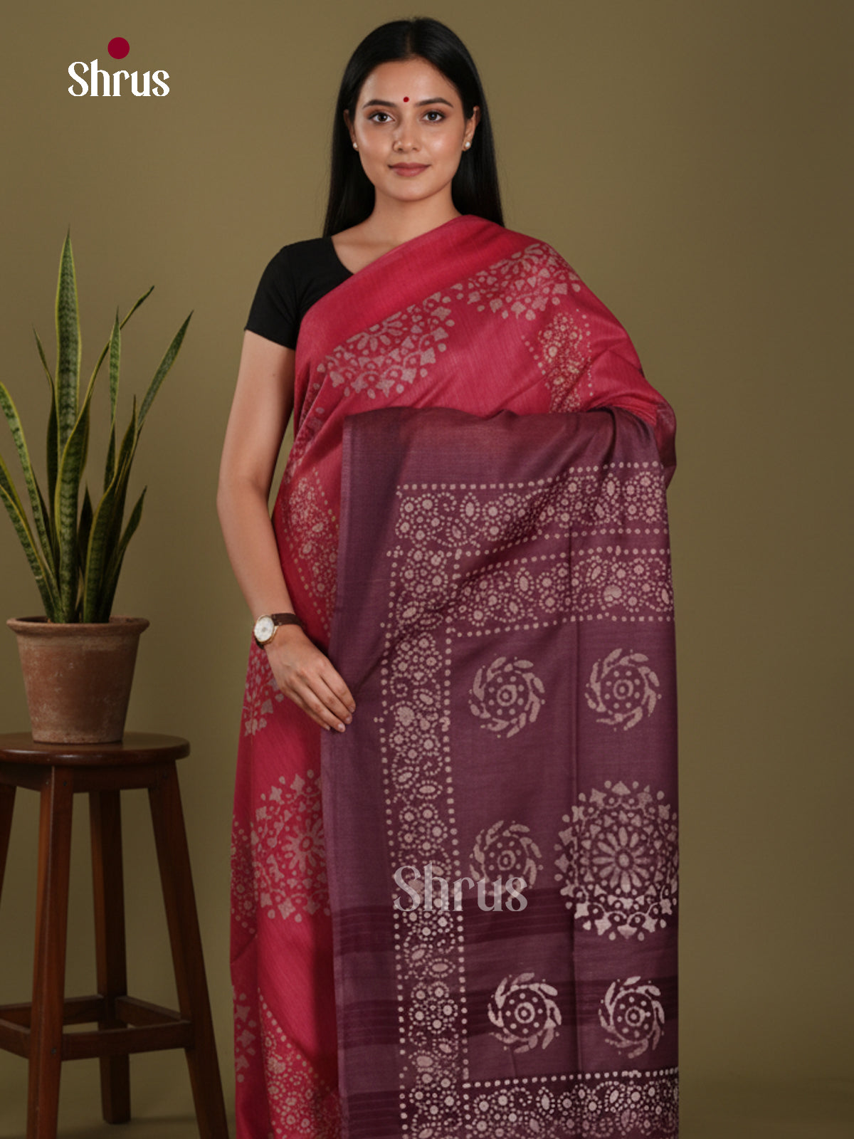 Red & Maroon - Bhatik Saree