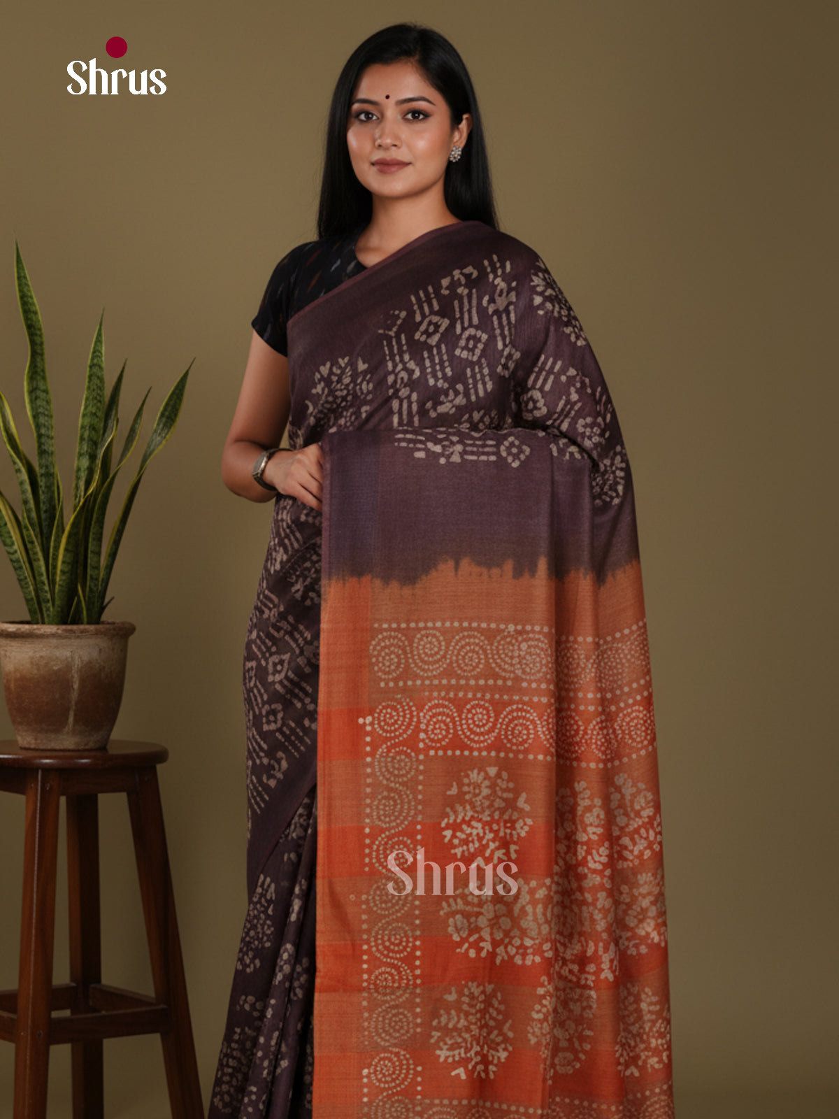 Brown & Brick- Bhatik Saree