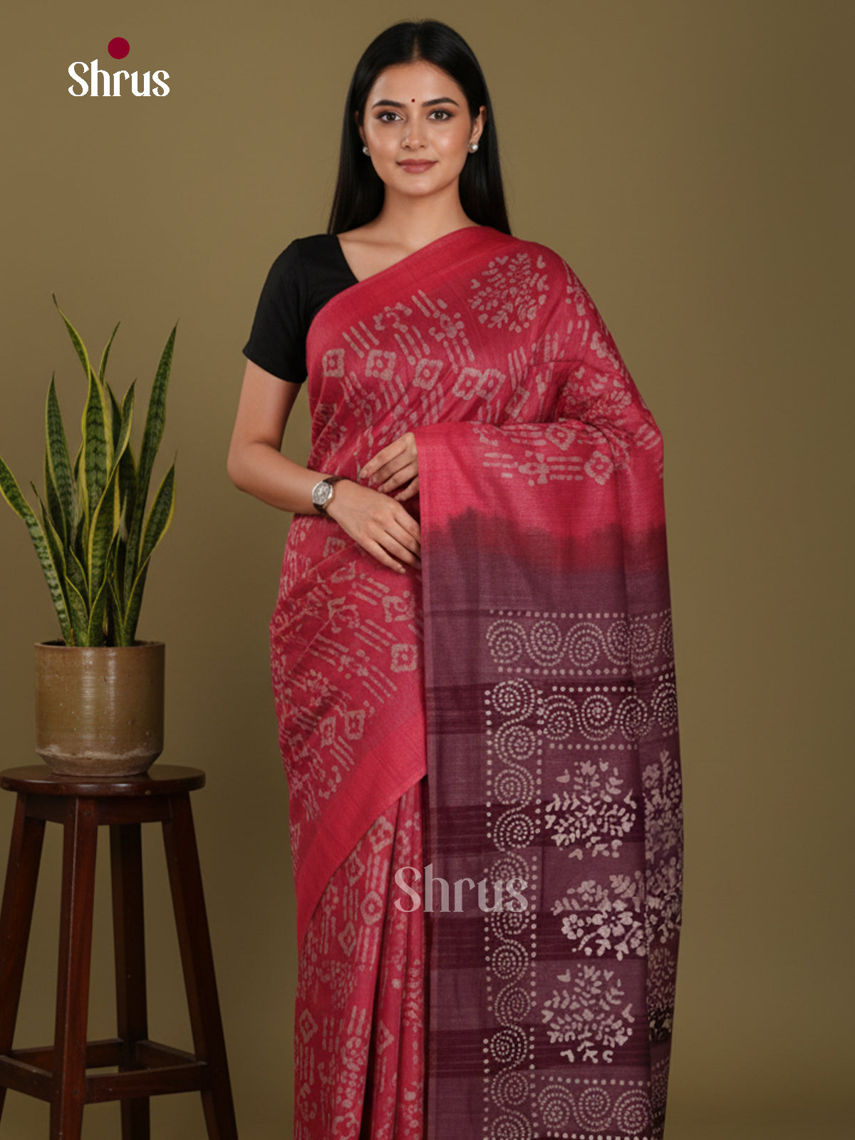 Red & Maroon- Bhatik Saree