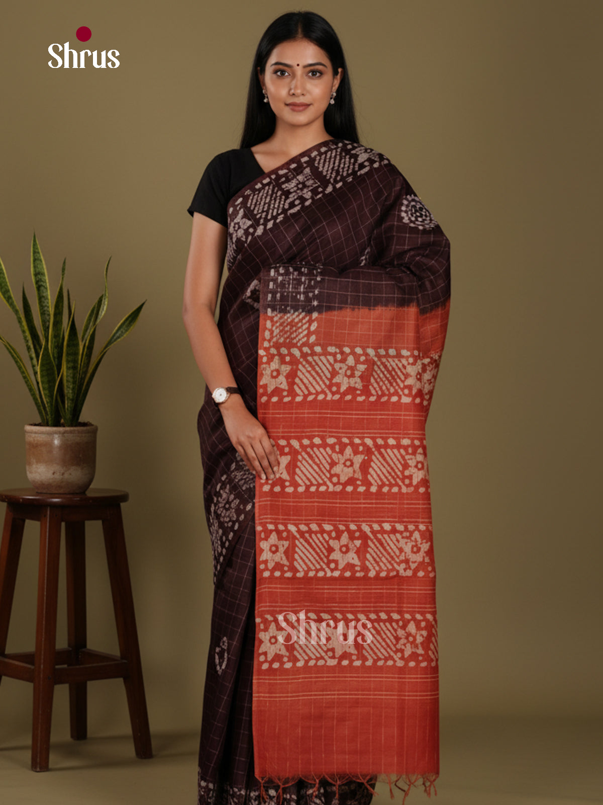 Brown & Brick- Bhatik Saree