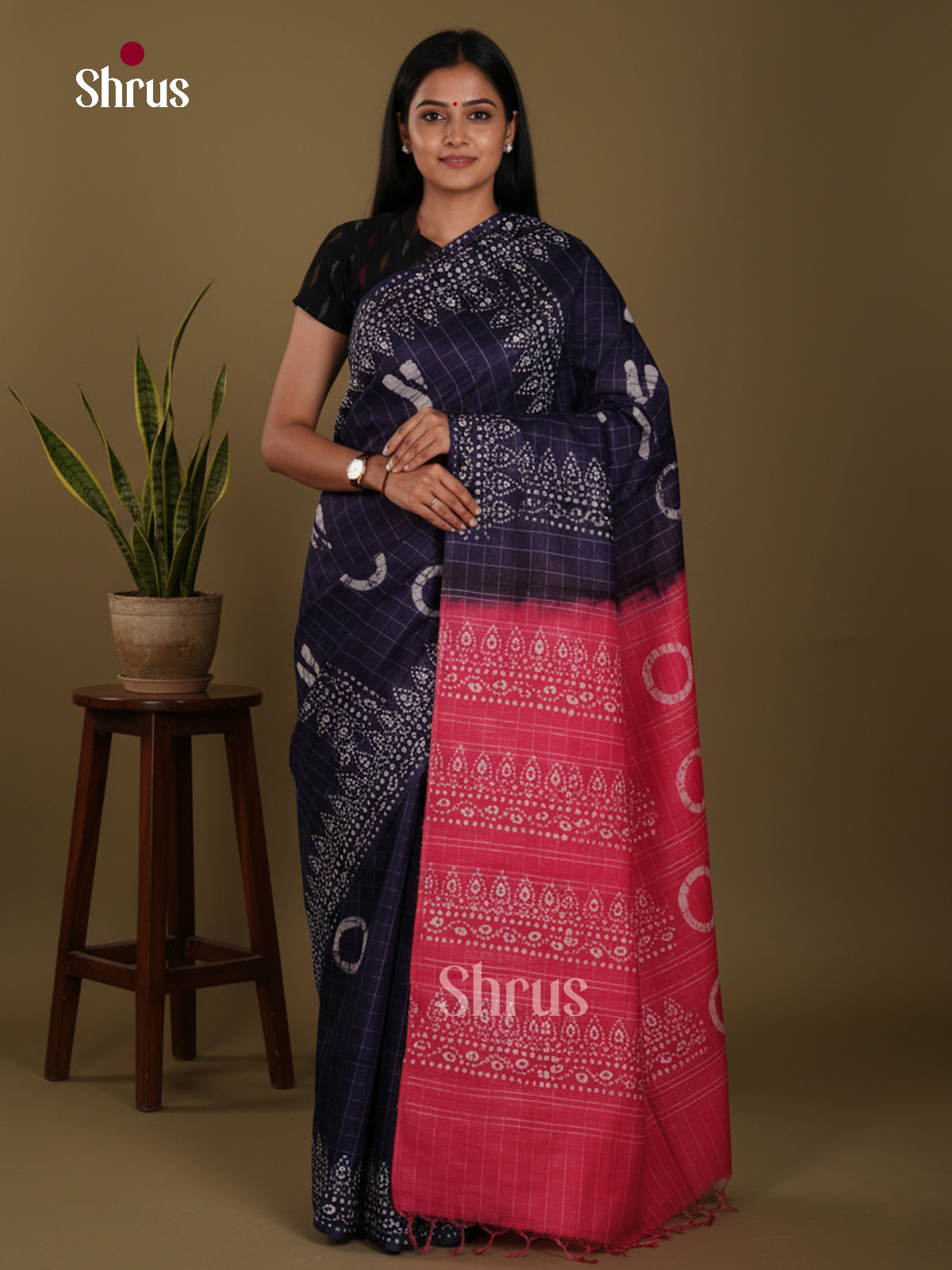 Blue & Pink- Bhatik Saree