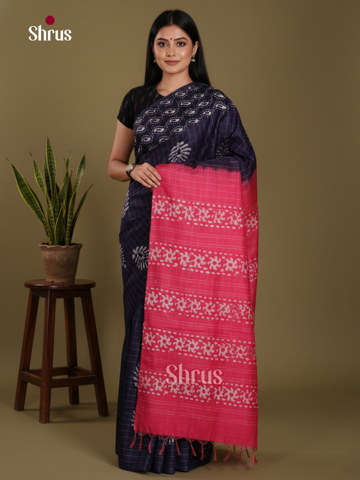 Blue & Pink- Bhatik Saree