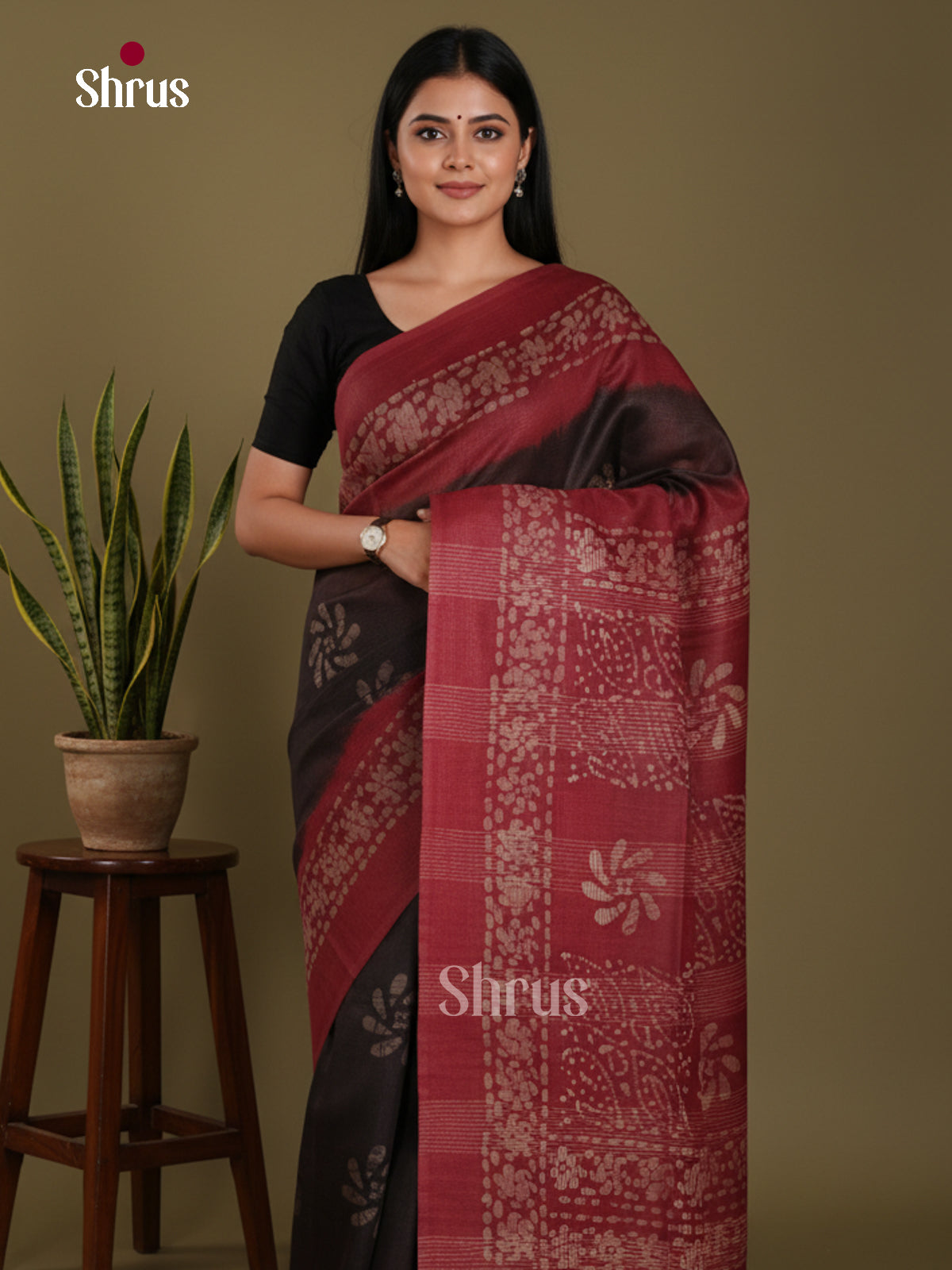 Black & Maroon - Bhatik Saree