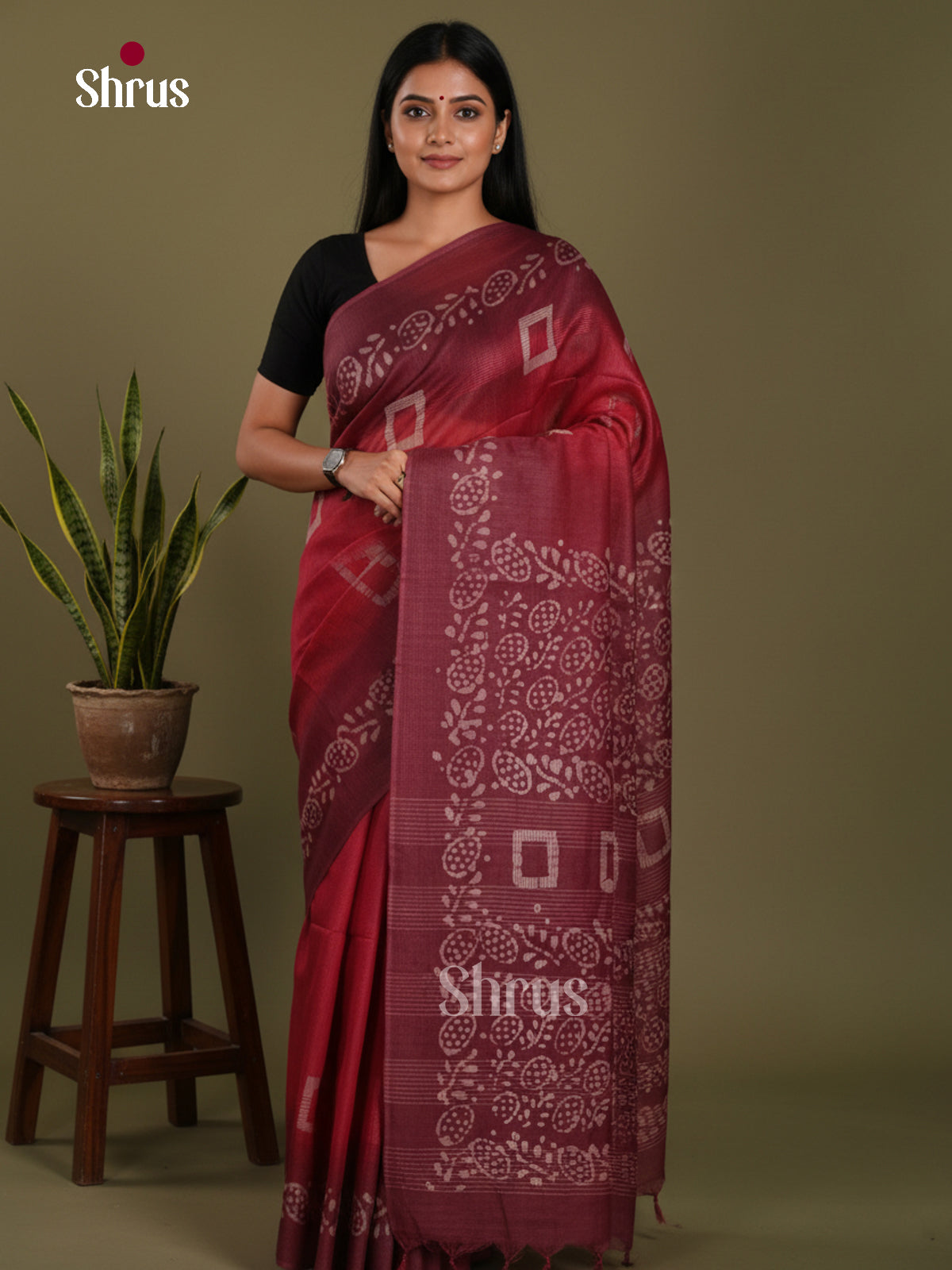 Red & Maroon - Bhatik Saree