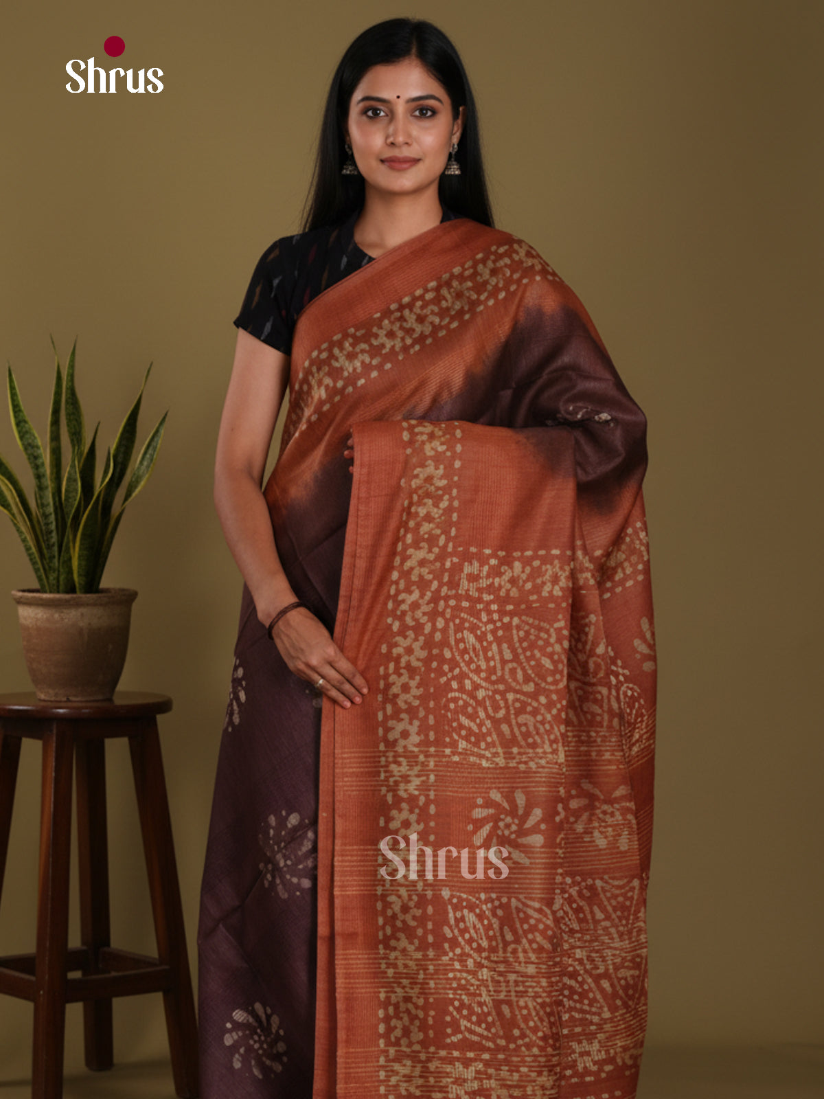 Coffee Brown & Brown - Bhatik Saree