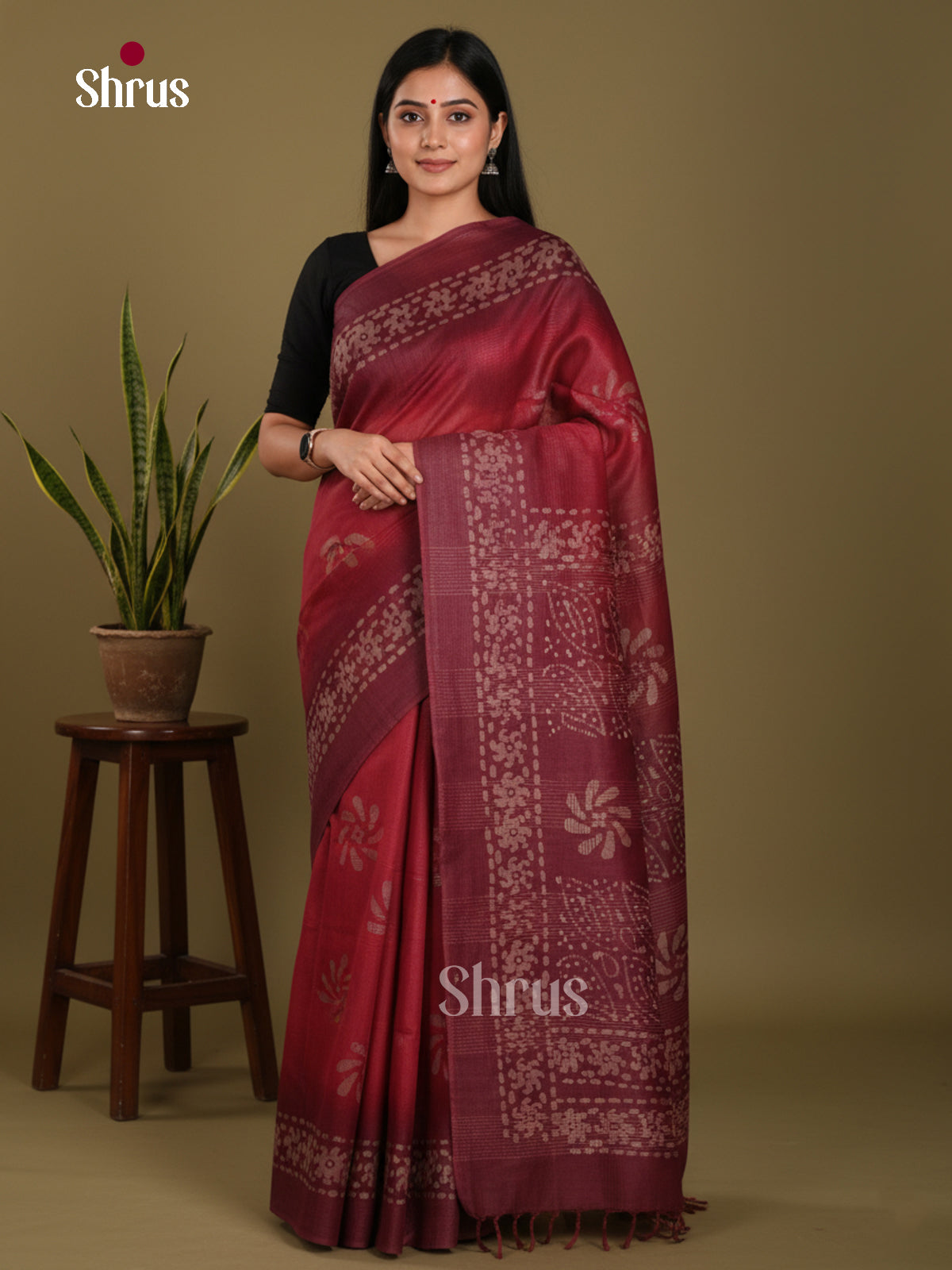 Red & Maroon - Bhatik Saree