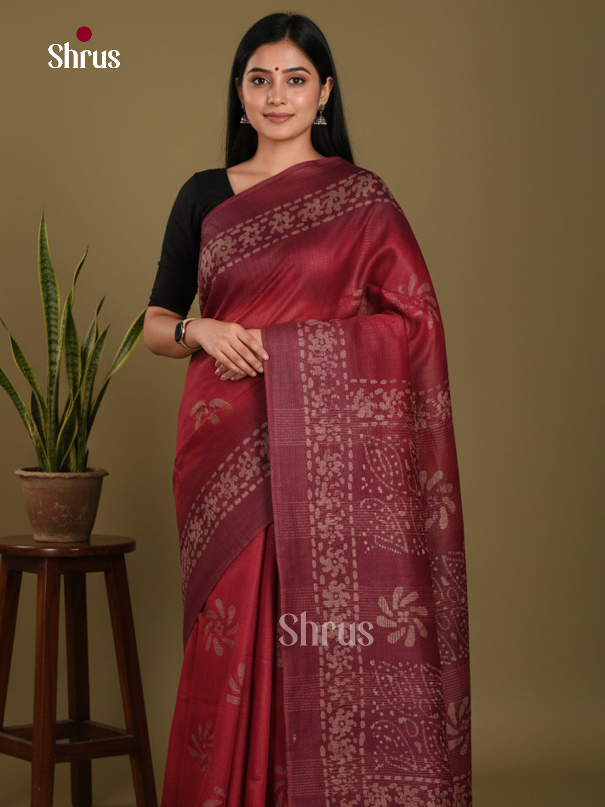 Red & Maroon - Bhatik Saree