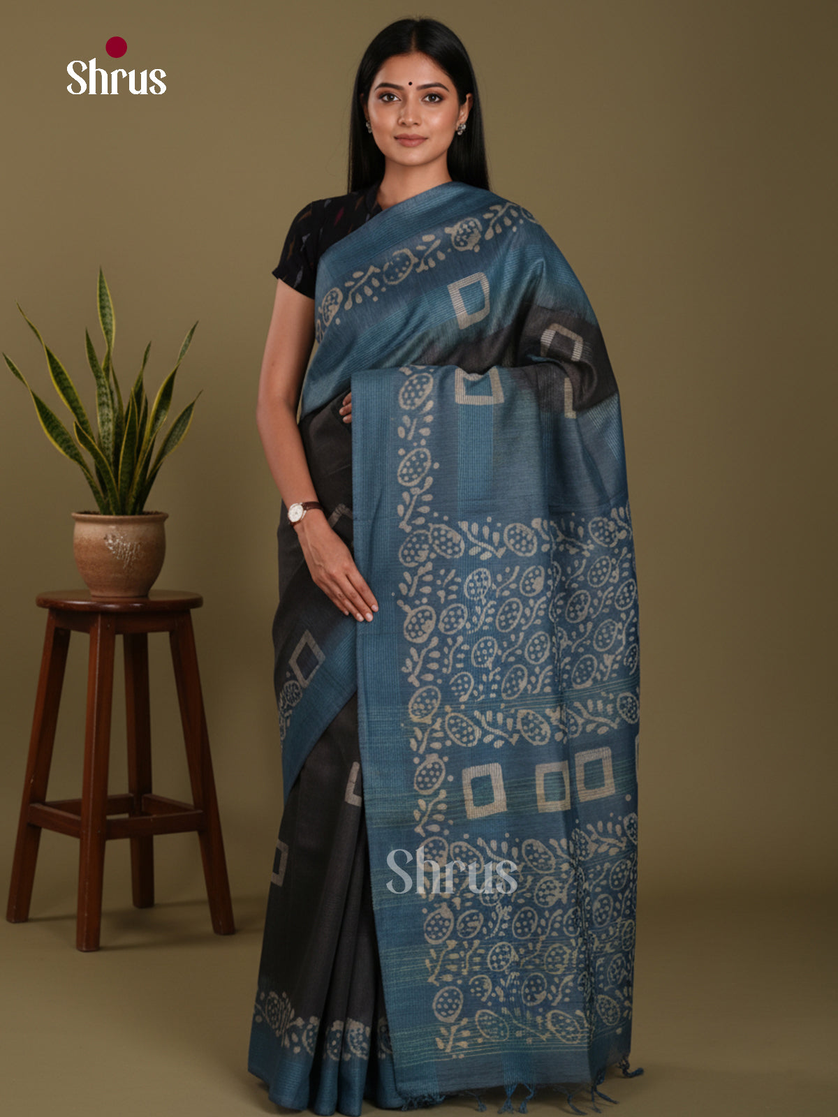 Black & Blue- Bhatik Saree