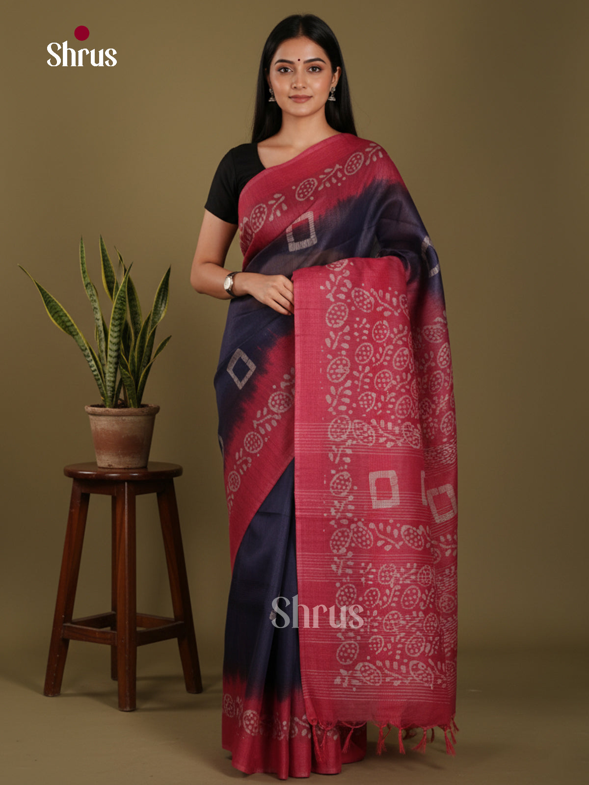 blue & Red - Bhatik Saree