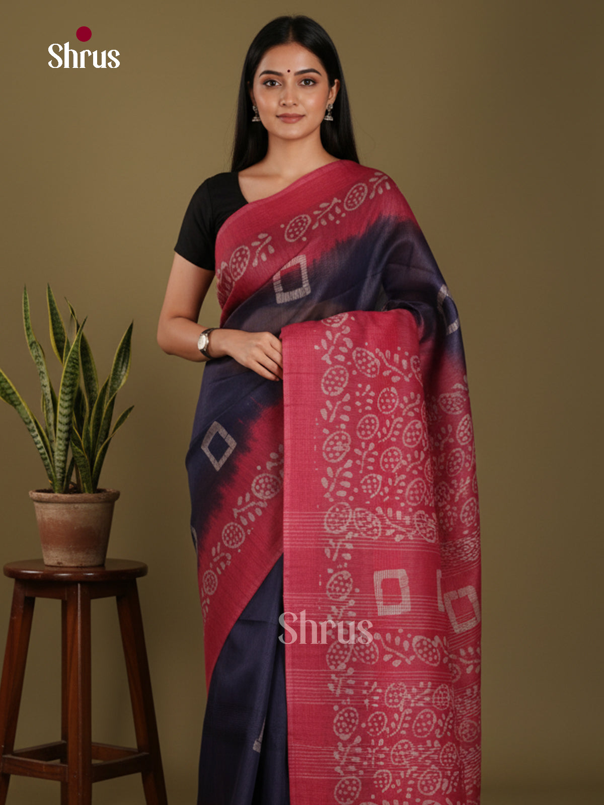 blue & Red - Bhatik Saree