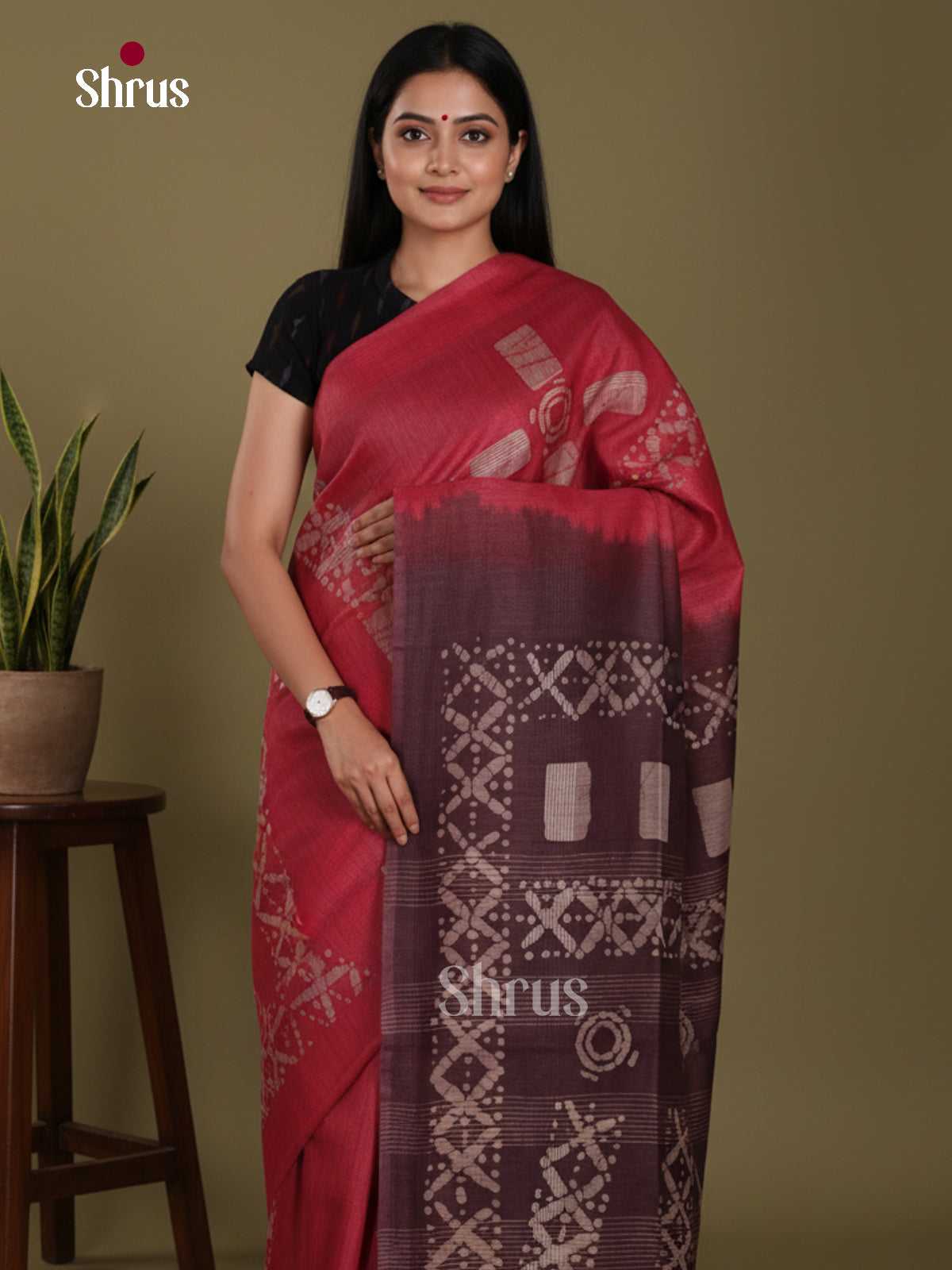 Red & Brown - Bhatik Saree
