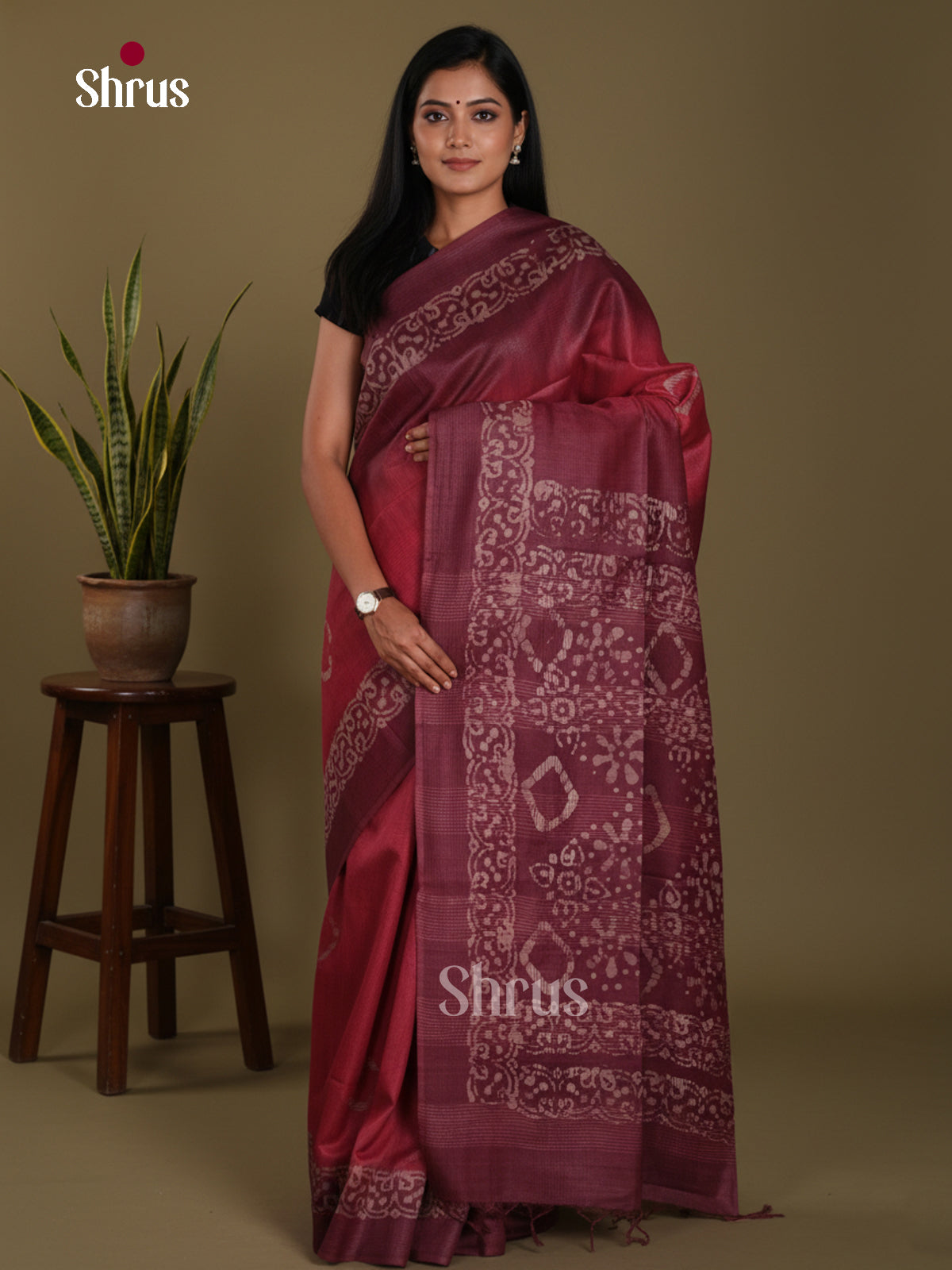Red & Maroon - Bhatik Saree