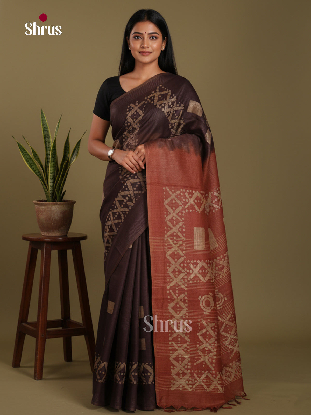 Coffee Brown & Brown - Bhatik Saree