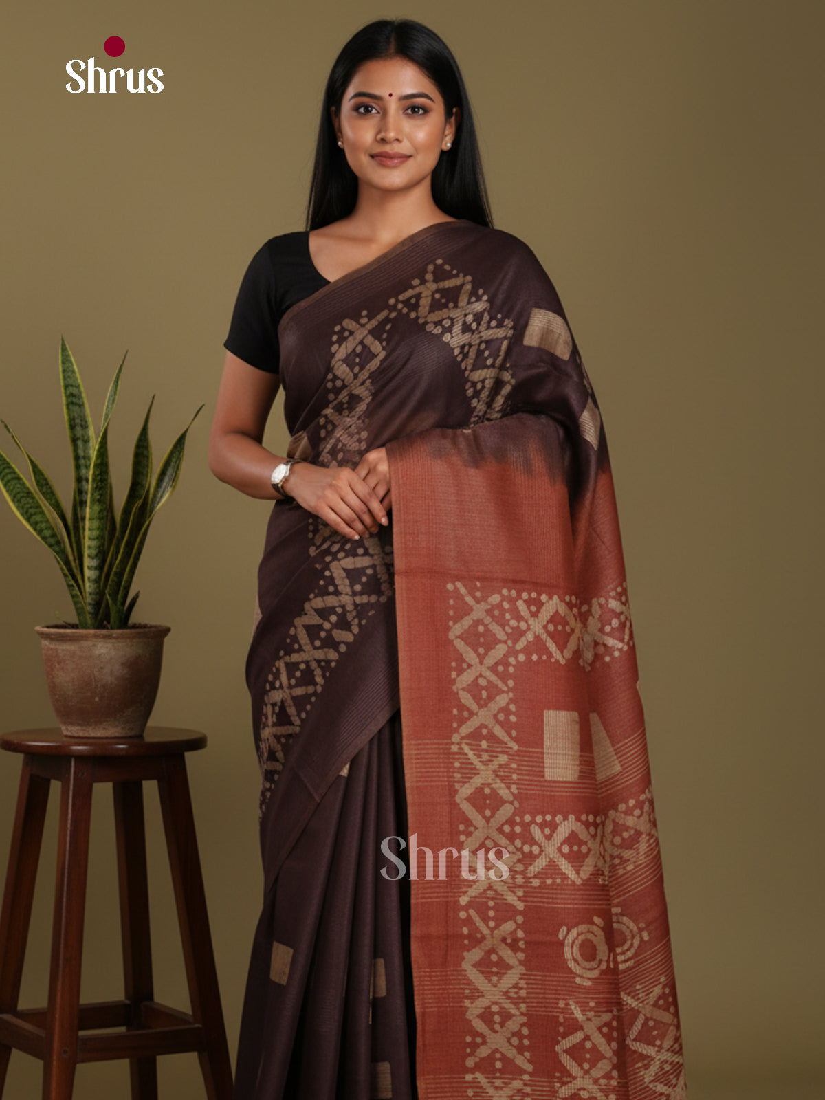 Coffee Brown & Brown - Bhatik Saree