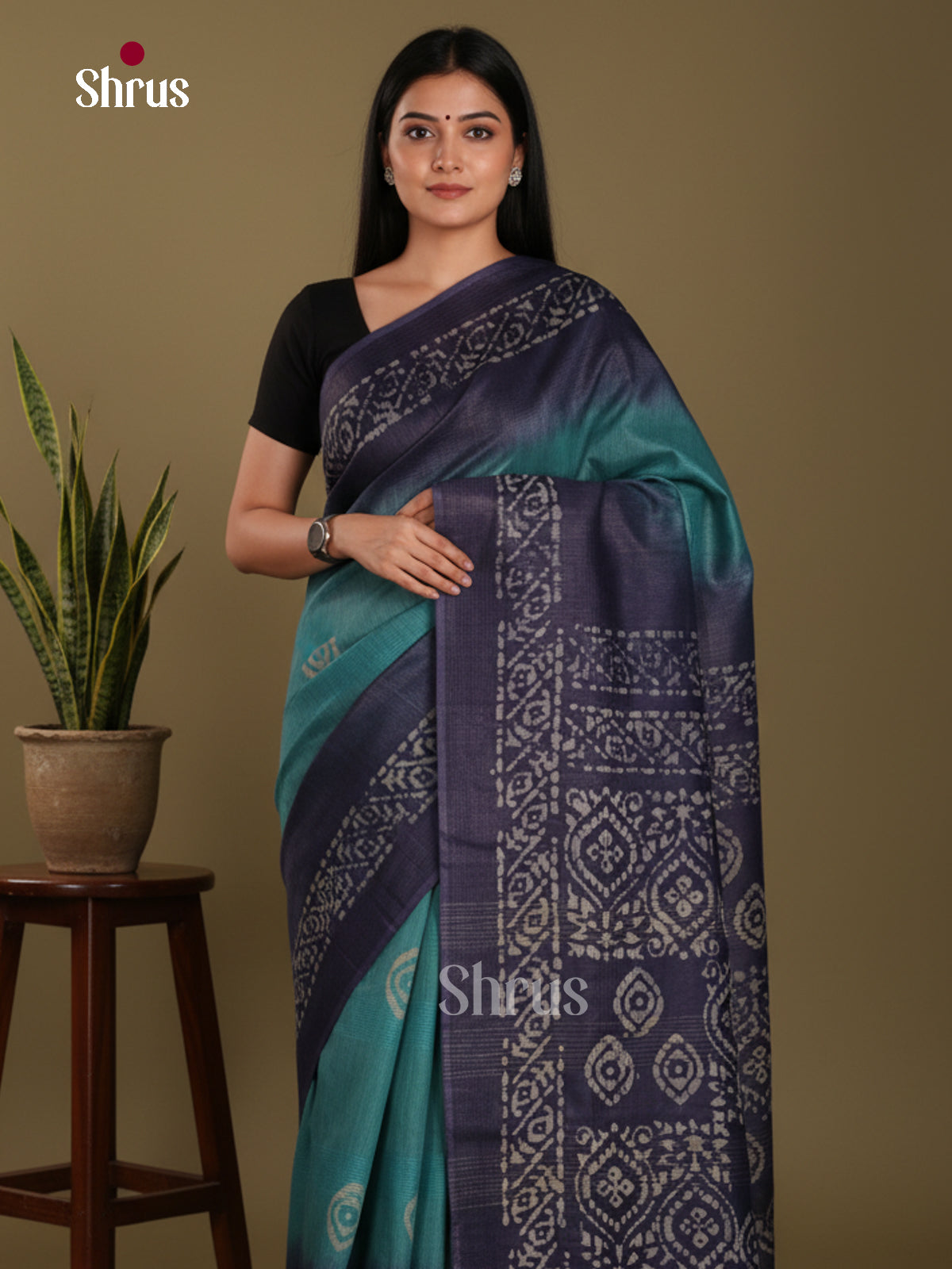 Light Blue & Blue - Bhatik Saree - Shop on Shrus.com