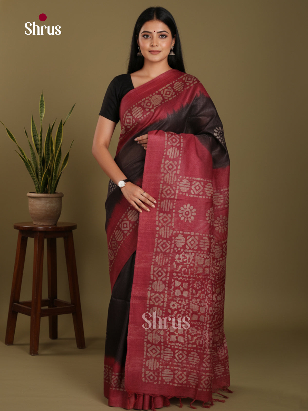 Black & Maroon - Bhatik Saree